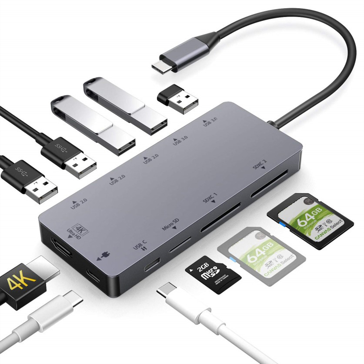 EXSYS EX-1221HM USB 3.2 Gen1 C-HUB 11 Ports für und  (BILD2)