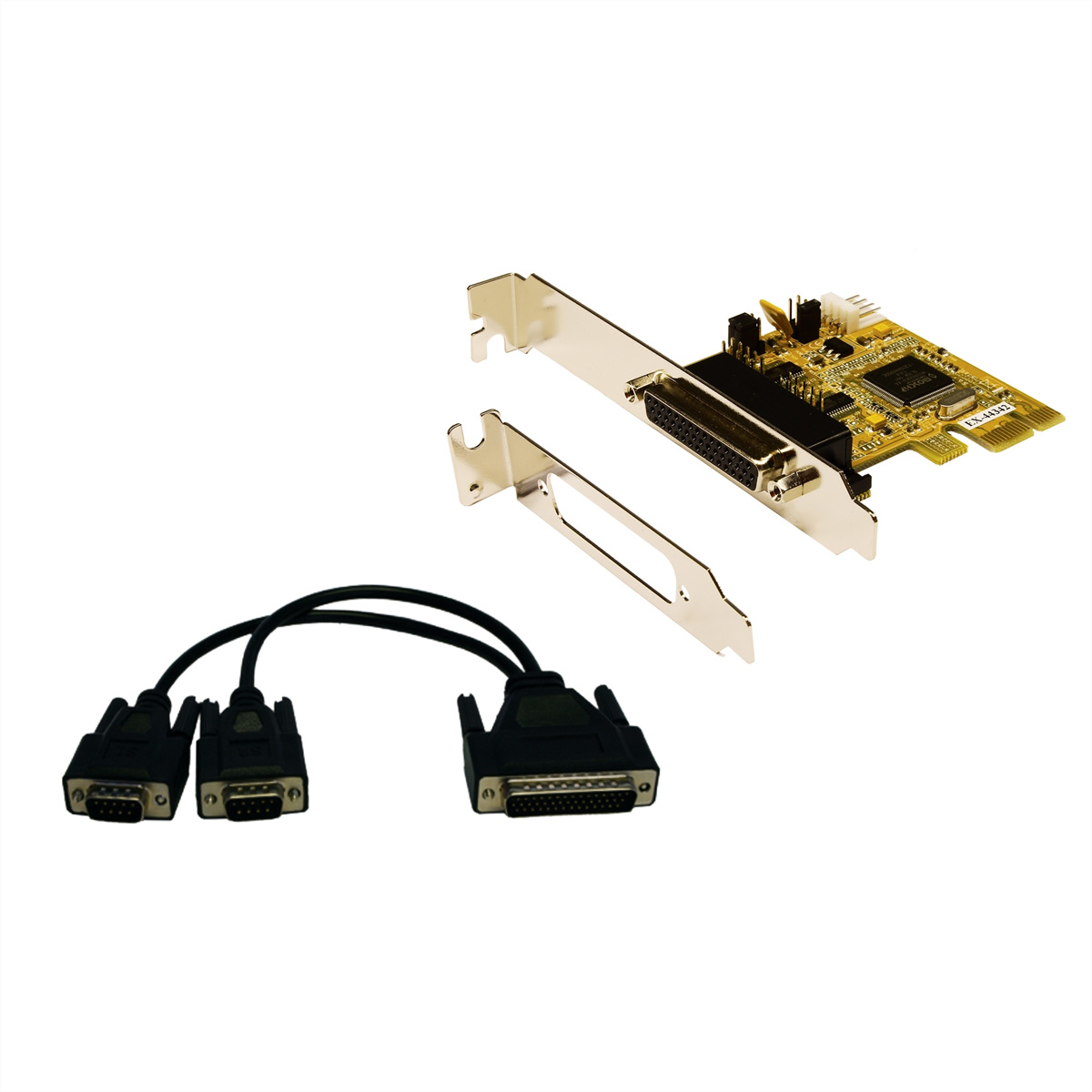 EXSYS 2S Seriell RS-232 / 1P Parallel Multi I/O PCIe Karte (MosChip) (EX-44342)