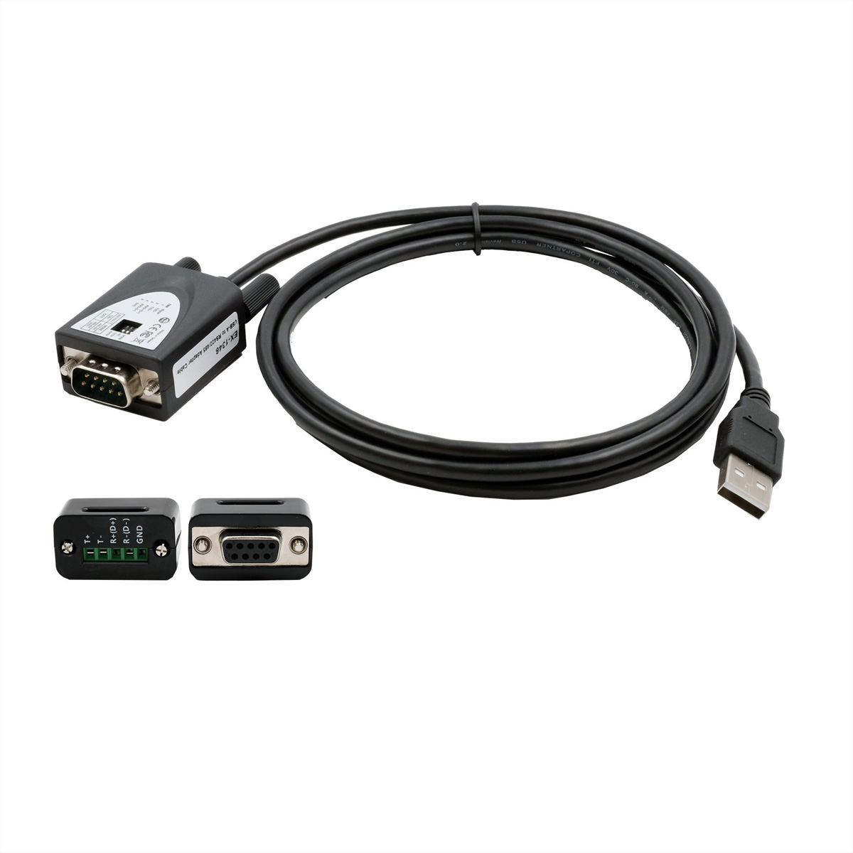 EXSYS EX-1346IS USB 2.0 zu 1x Seriell RS-422/485 Port, 15KV ESD, 4.0KV, Konverter, Kabel, FDTI, schwarz, 1,8 m