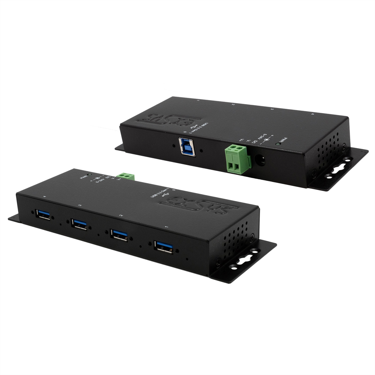 EXSYS EX-1184HMVS-2 4-Port Metall USB 3.2 Gen1 inkl. verschraubbares Kabel Surge Protection