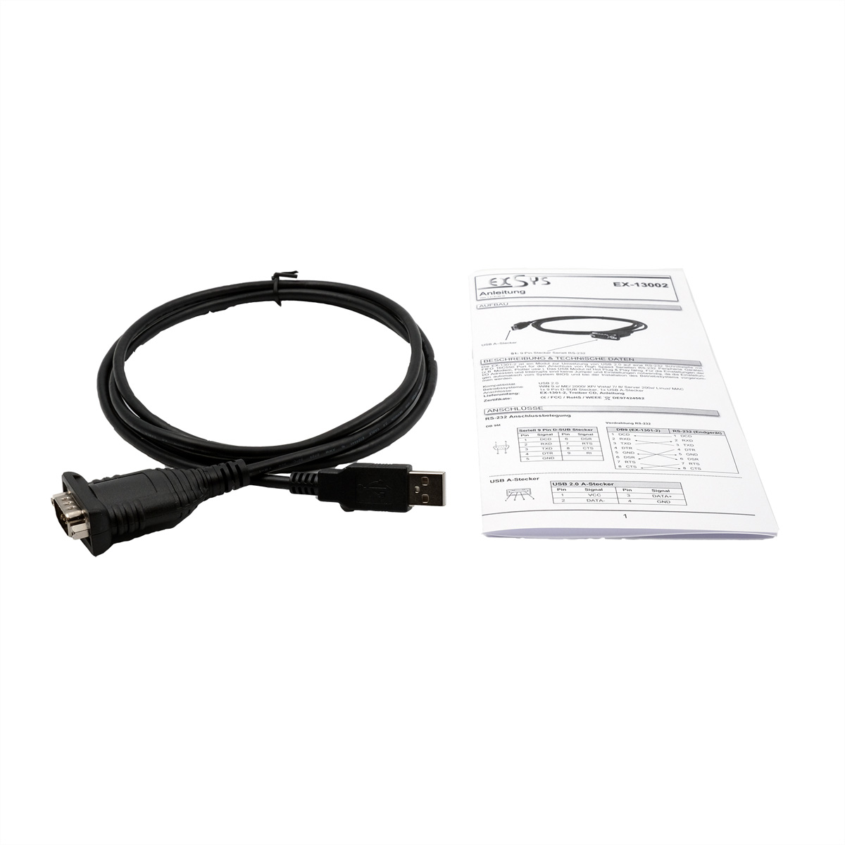 EXSYS EX-13002 USB 2.0 zu 1 x Seriell RS-232 Kabel mit 9 EX-13002 (BILD2)