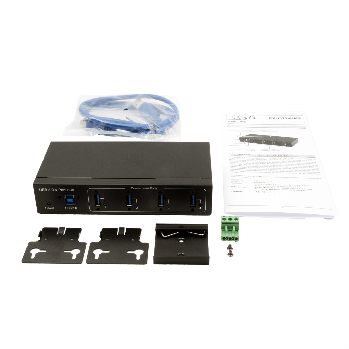 EXSYS EX-11224HMVS 4 Port USB 3.2 Gen 1 Metall HUB VIA  (BILD2)