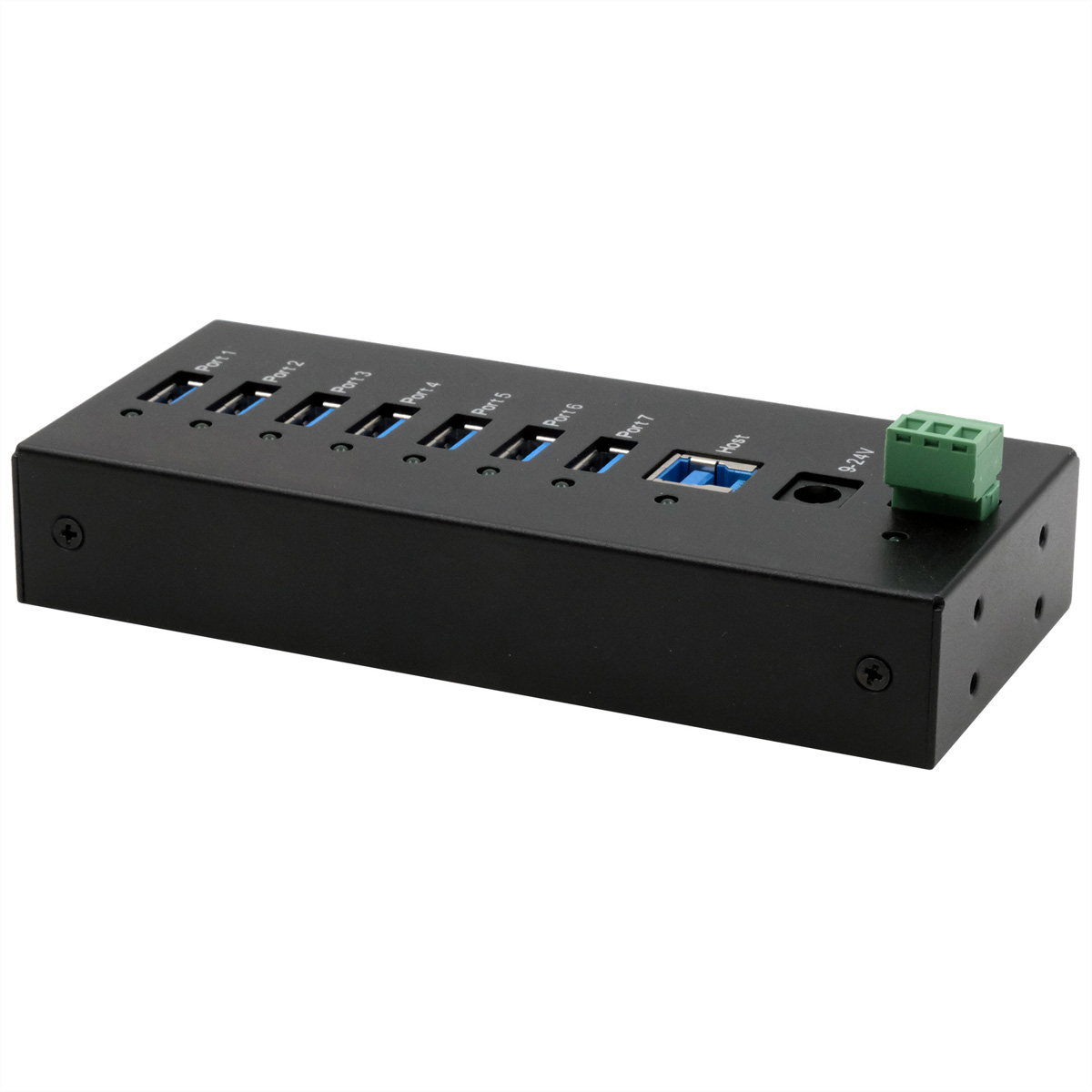 EXSYS EX-11247HMS 7 Port USB 3.2 Gen 1 HUB Din-Rail Kit und Wand VIA VL813 Chipset