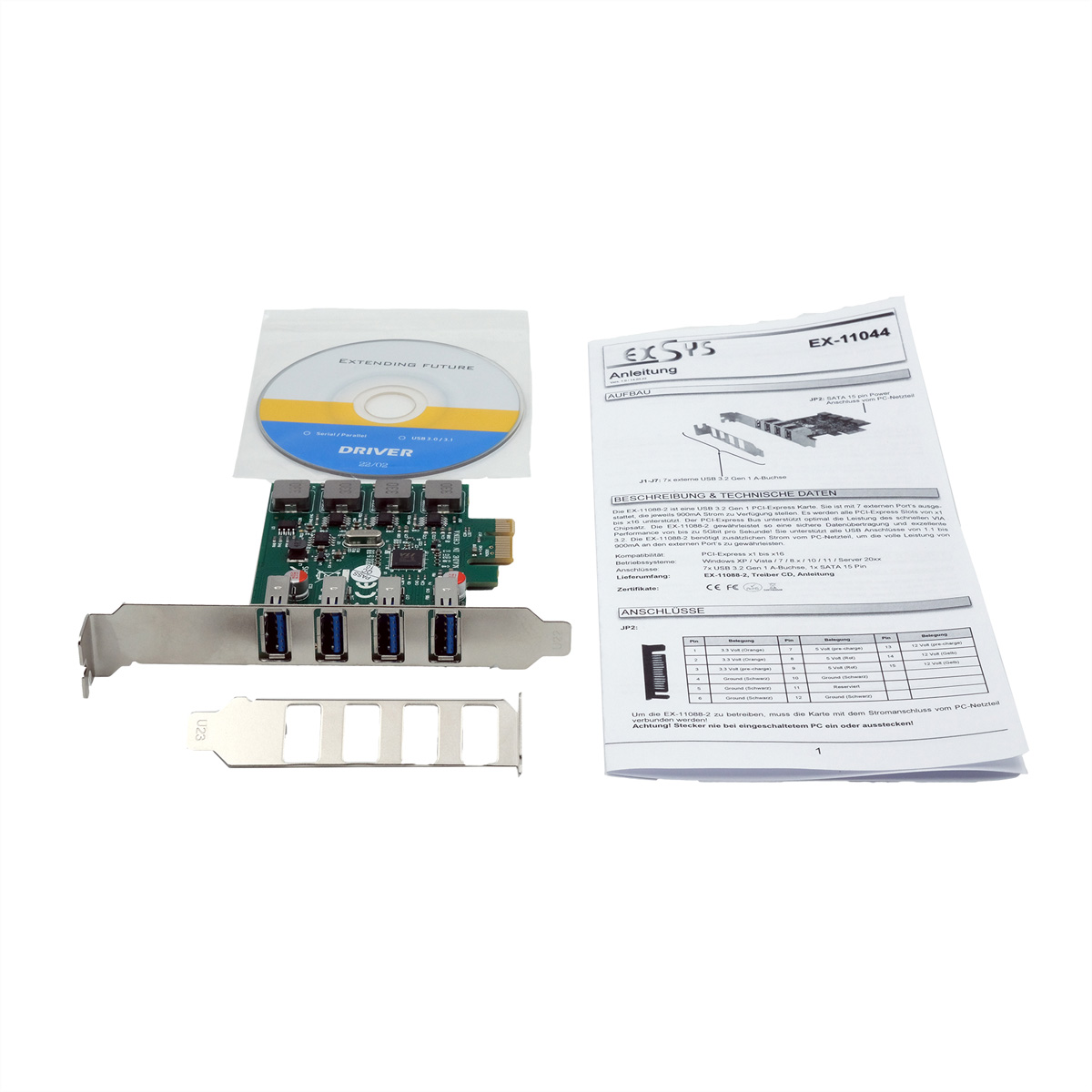 EXSYS EX-11044 4-Port USB 3.2 Gen 1 PCIe Karte, EXSYS EX-11044 (BILD2)