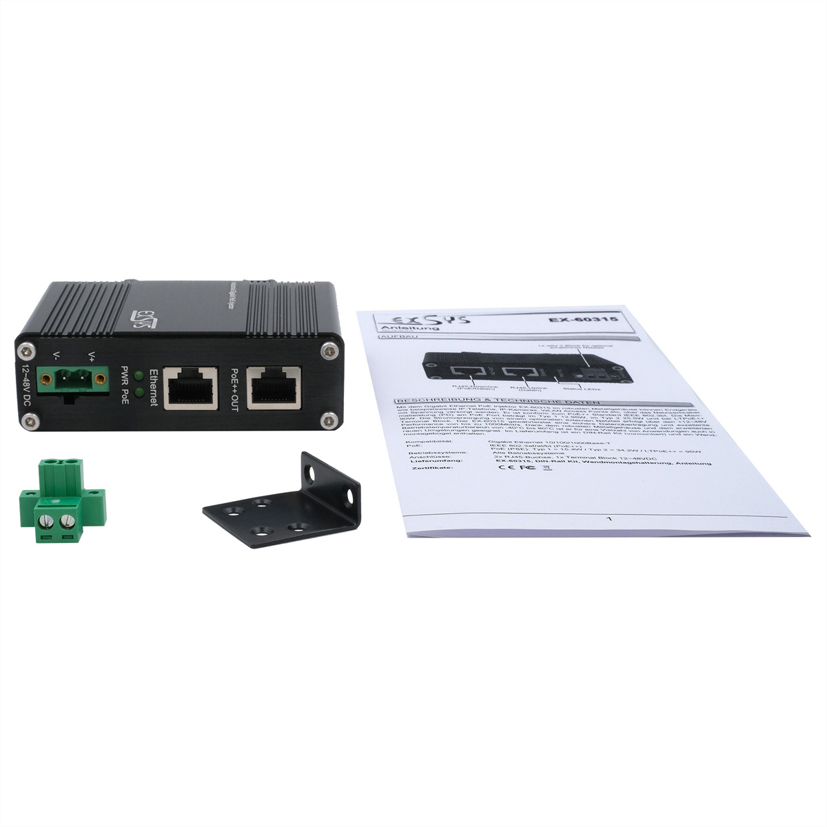 EXSYS EX-60315 PoE++ Gigabit Injektor 95W, EXSYS EX-60315 (BILD2)