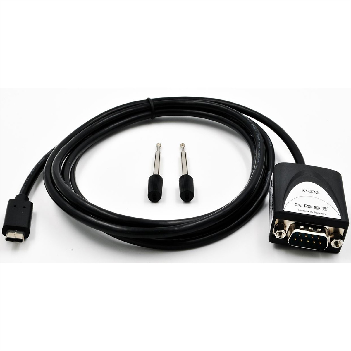 EXSYS EX-2311-2IS USB2.0 C zu 1 x RS-232 1,8m 15KV Überspannungsschutz FTDI Chip-Set, schwarz, 1,8 m