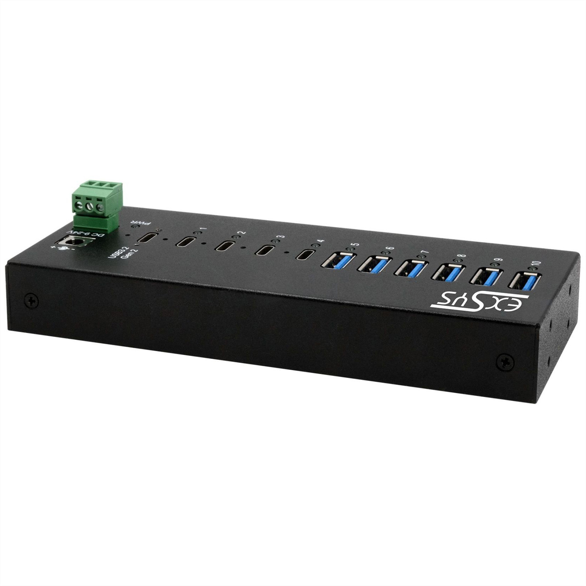 EXSYS EX-12280HMS 10-Port USB 3.2 Gen 2 Metall HUB, mit 4x C-Anschlüsse und 6x A-Anschlüsse