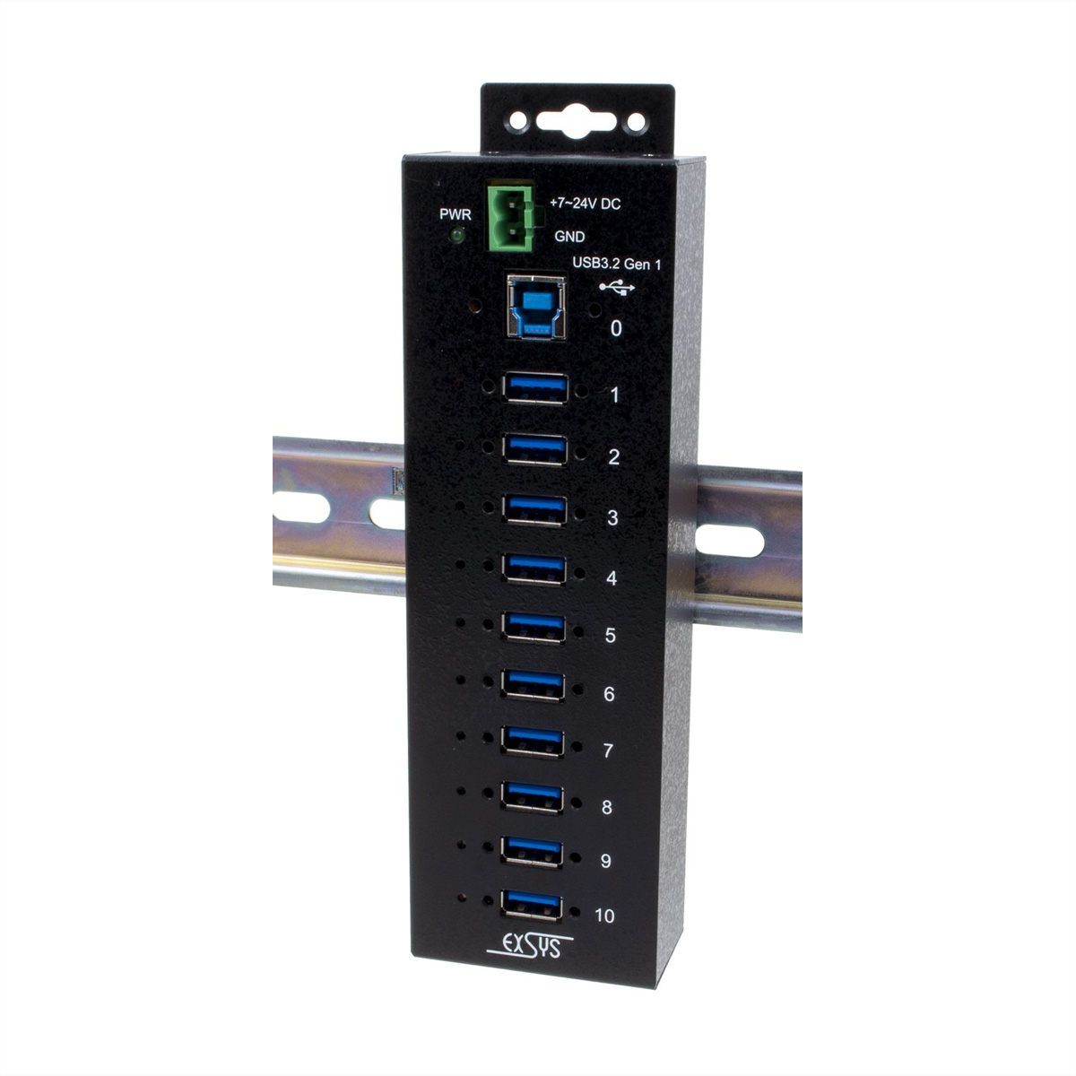 EXSYS EX-1580SHMVS Managed, Netzwerk-teilbarer 10-Port USB 3.2 Gen 1 Metall HUB, 15KV ESD Schutz