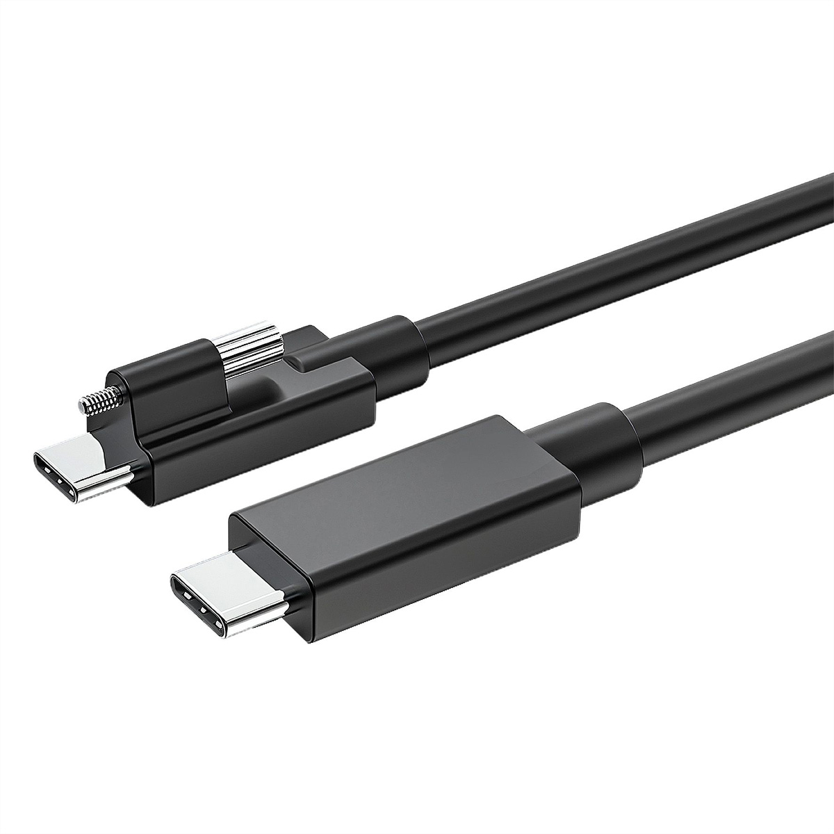 EXSYS EX-K1599V-1.5 USB4 Kabel USB-C Stecker mit Rändelschraube oben, 8K UHD-2, 40Gbit/s, 5A, 240W, schwarz, 1,5 m