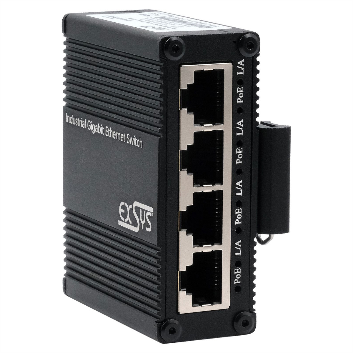 EXSYS EX-62021PoE-P 5-Port Industrial Gigabit Micro Switch mit Pass-Through, unmanaged Netzwerk-Switch
