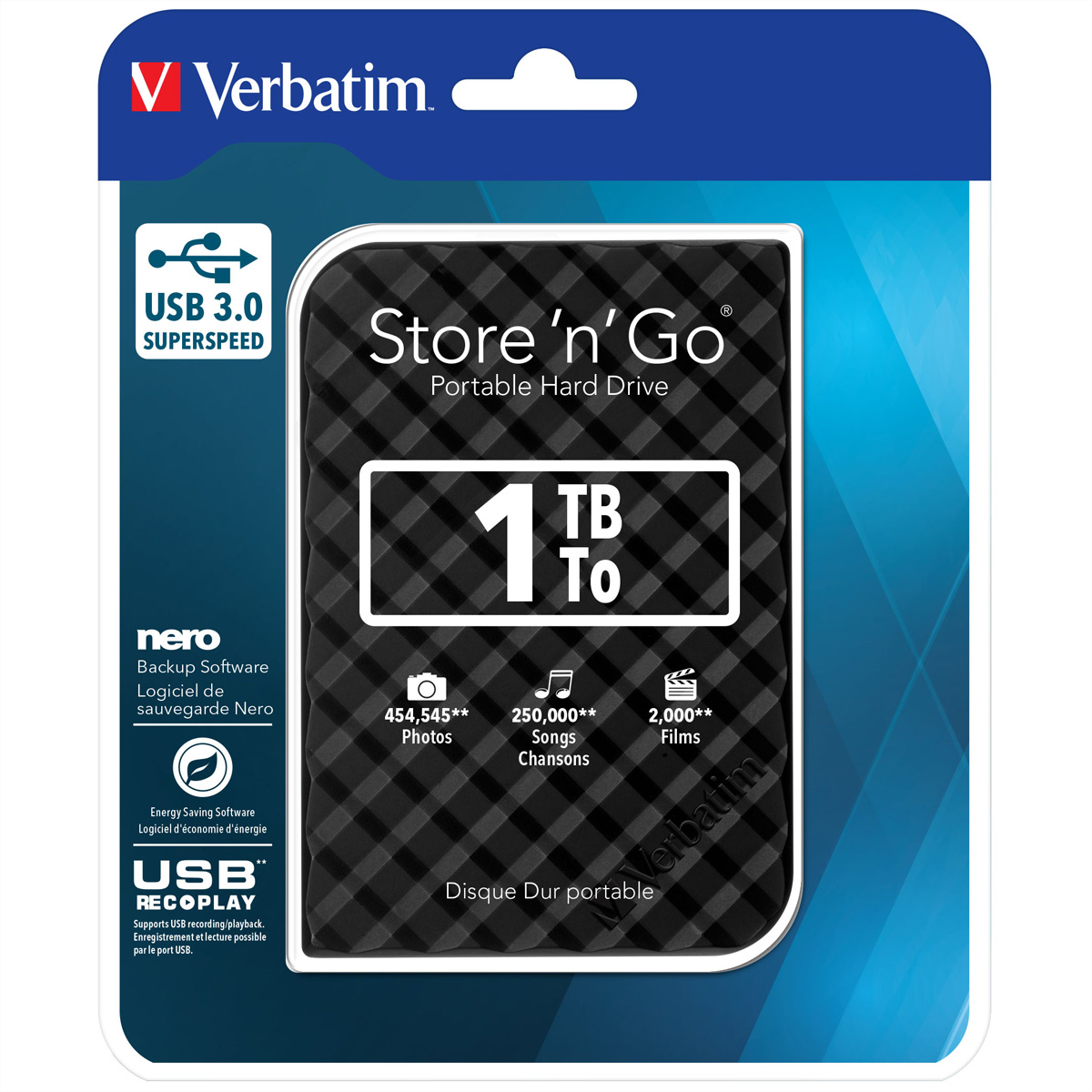 VERBATIM Festplatte 1TB USB3.0 schwarz, VERBATIM 53194 53194 (BILD1)