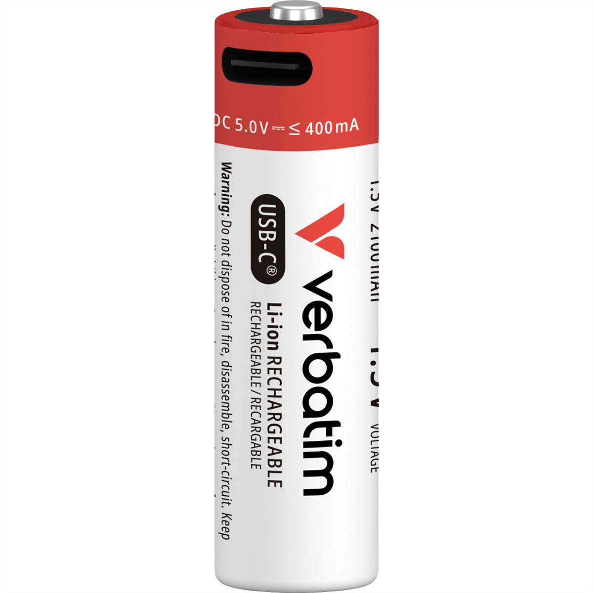 VERBATIM AA-Akkus mit USB-C-Anschluss Li-Ion 2100mAh 4er Pack Li-Ion Akku