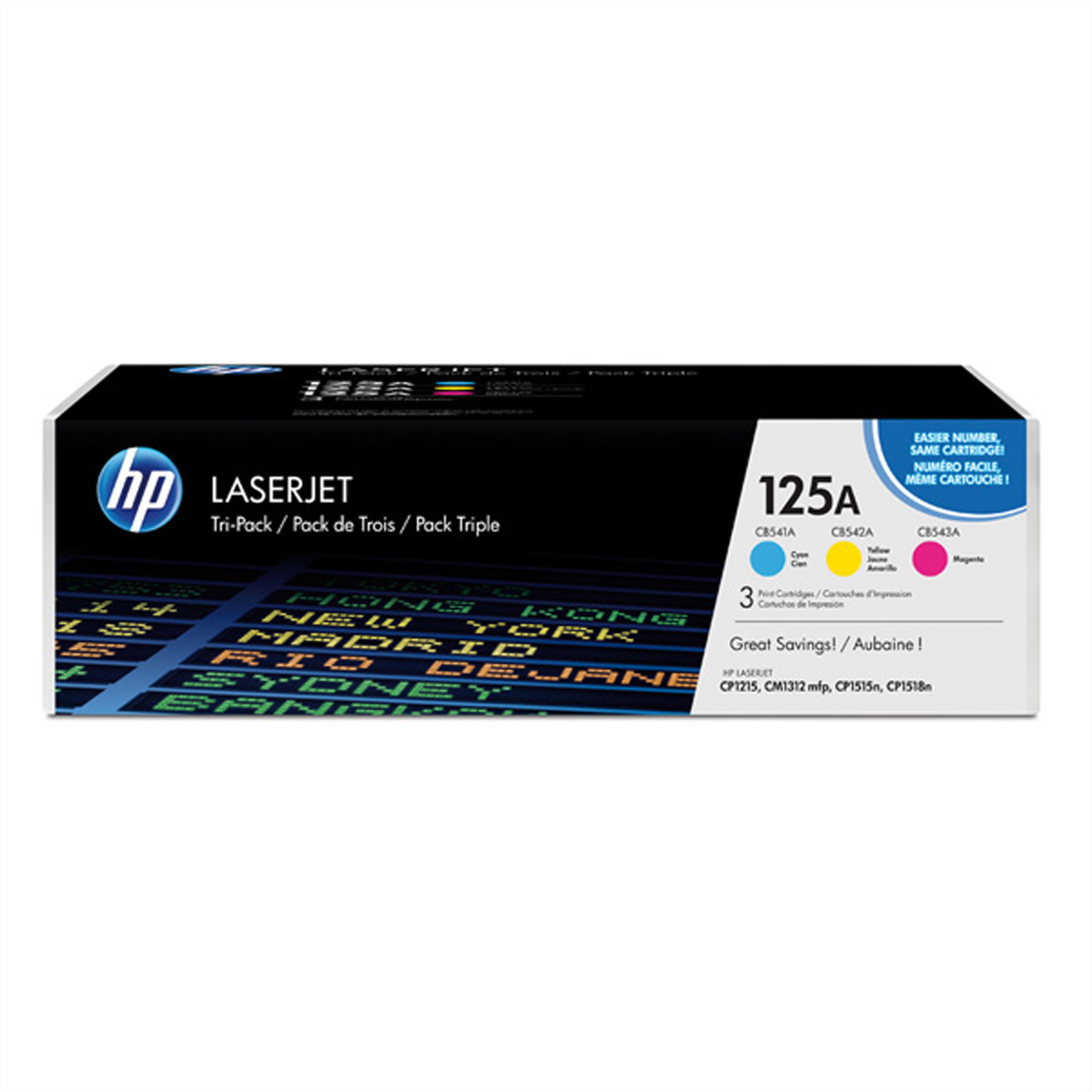 CF373AM, HP Color LaserJet Toner 125A Tri-Pack, C / M / Y , 3x ca. 1.400 S.