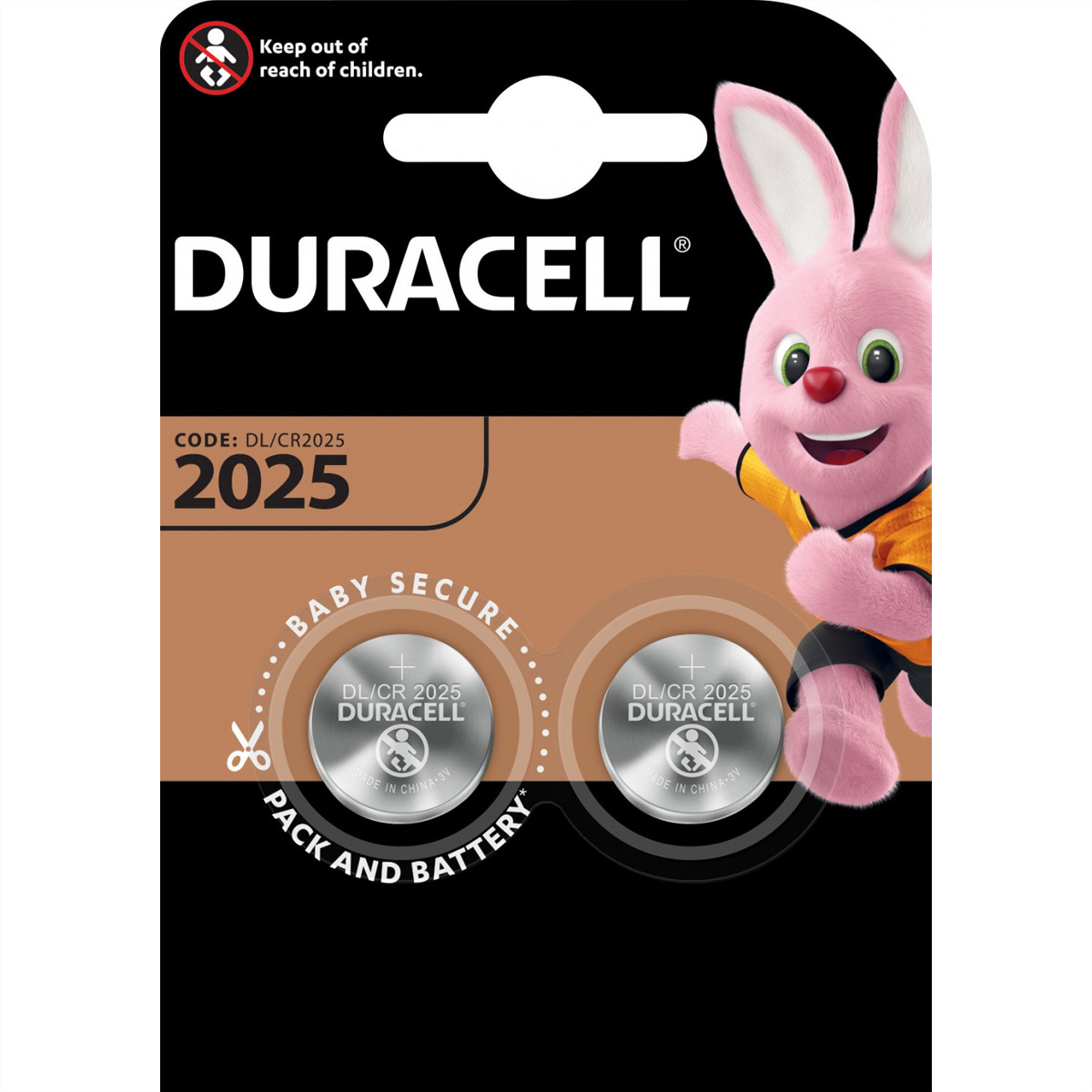 DURACELL Knopfzelle CR2025-2, 2er Pack