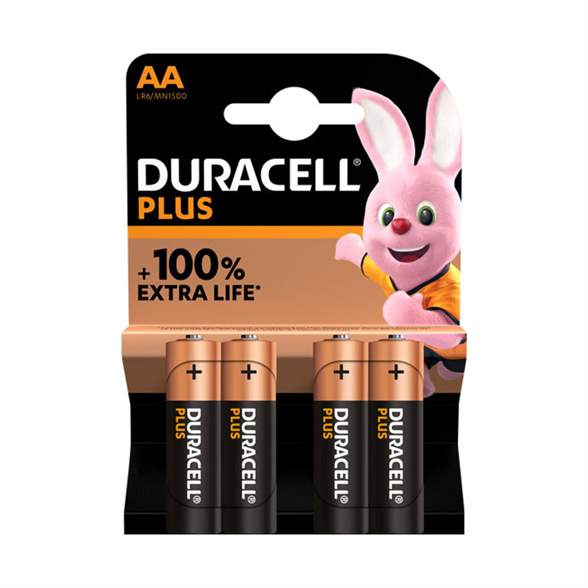 DURACELL Alkaline Plus, AA (LR6), 4er Pack