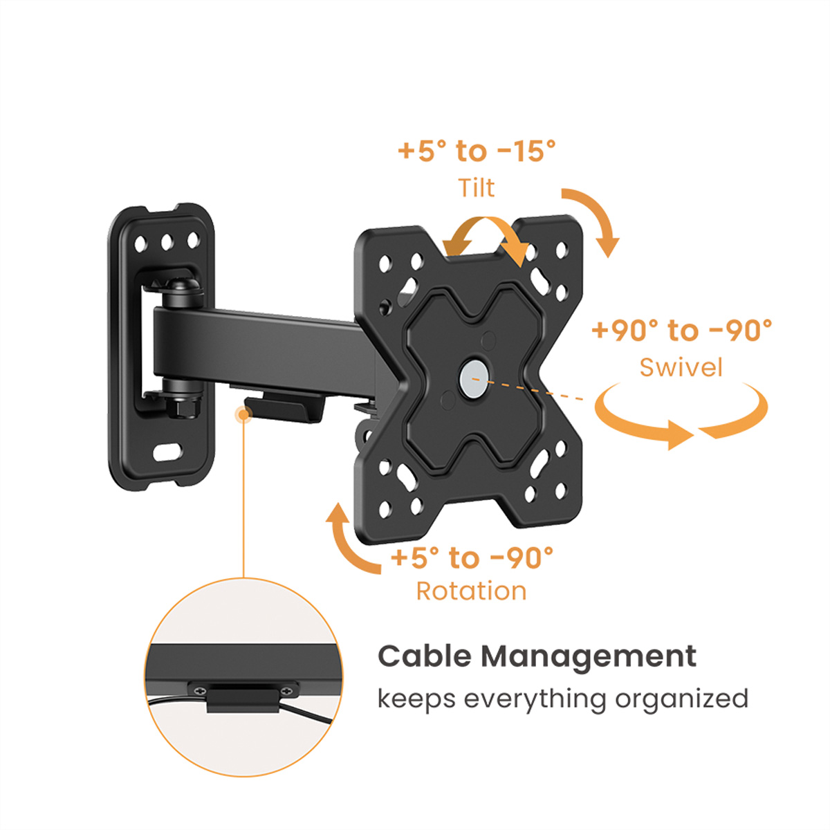 VALUE TV-Wandhalterung, 2 Drehpunkte, 13-32 Zoll, bis 20 kg