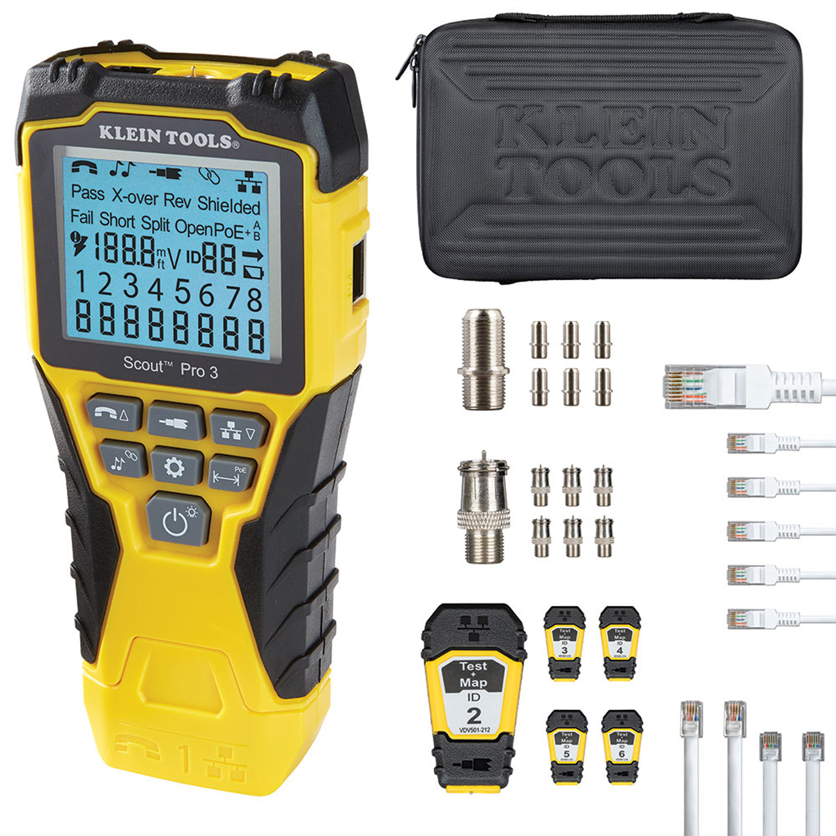 KLEIN TOOLS VDV501-853 Scout® Pro 3 (mit PoE-Test), mit Test-n-Map Remote Fernerkennungskit