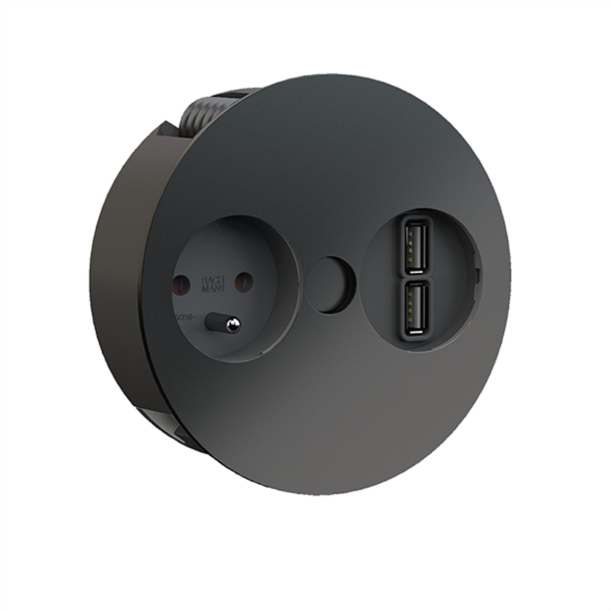 BACHMANN TWIST 1xUTE 1xUSB Charger, AEH RAL9005 30GE, schwarz, 2 m BACHMANN TWIST 1xUTE 1xUSB Charger, AEH RAL9005 30GE, schwarz, 2 m