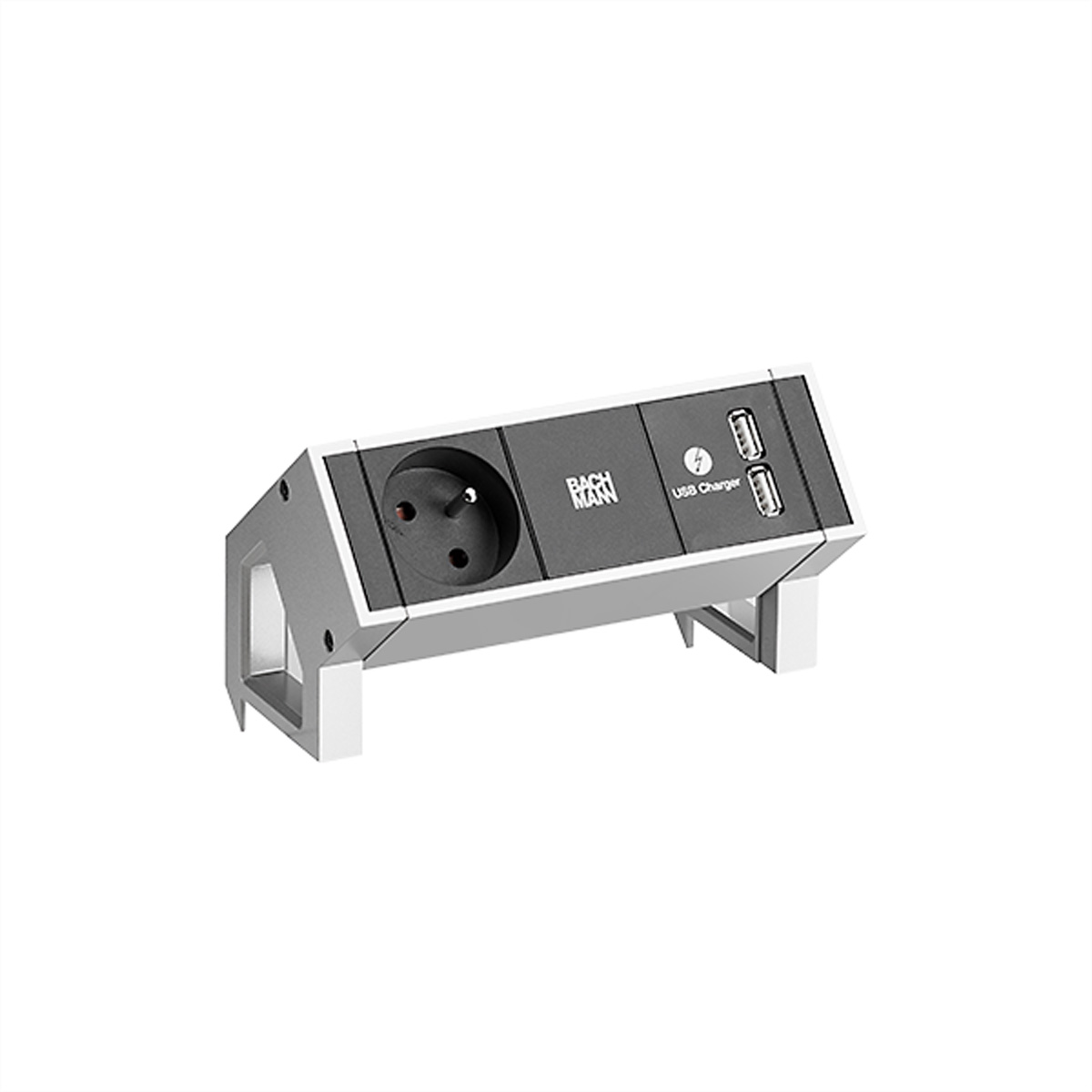 BACHMANN DESK2 1xUTE 1xUSB Charger Strom 0,2m GST18 INOX