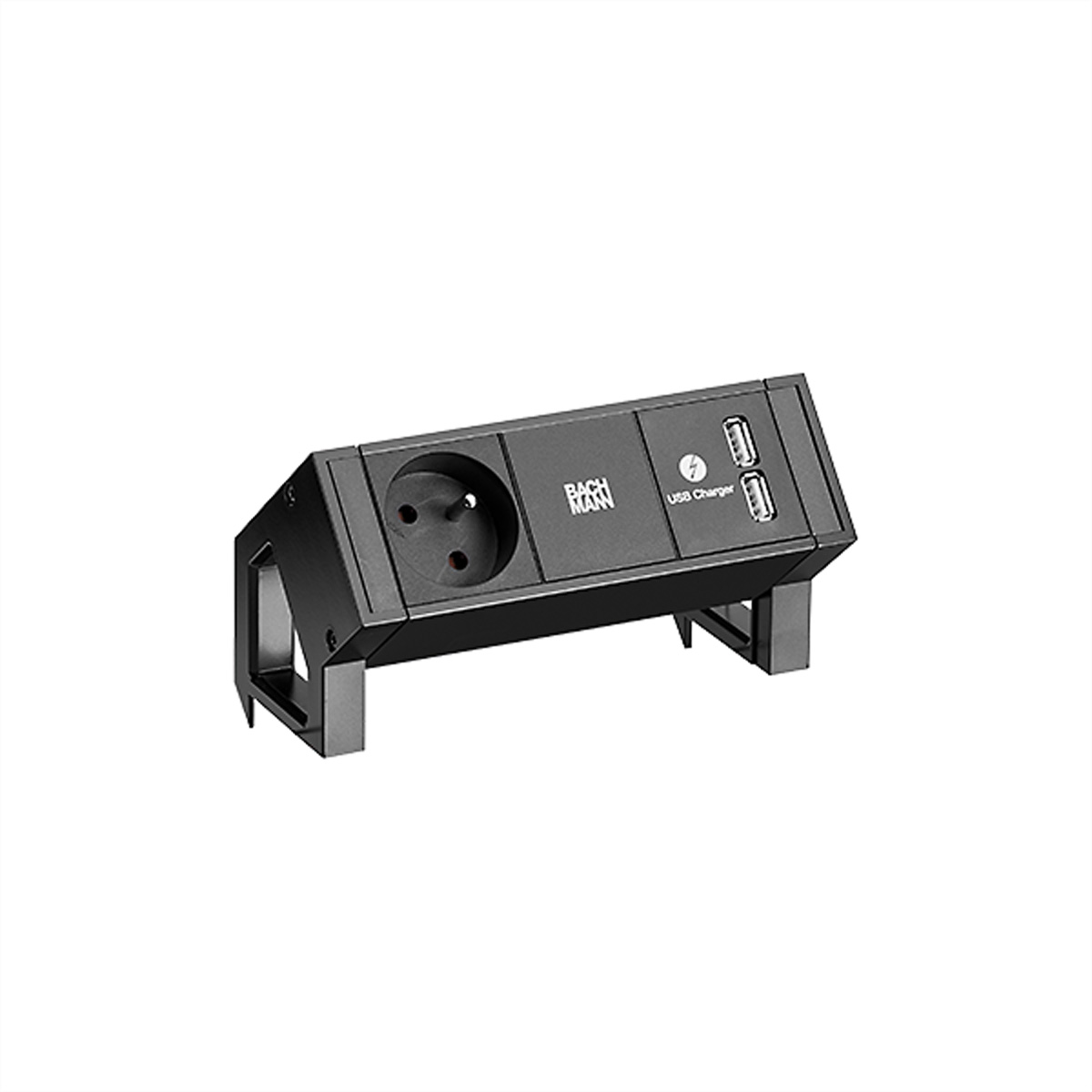 BACHMANN DESK2 1xUTE 1xUSB Charger Strom 0,2m GST18 RAL9005