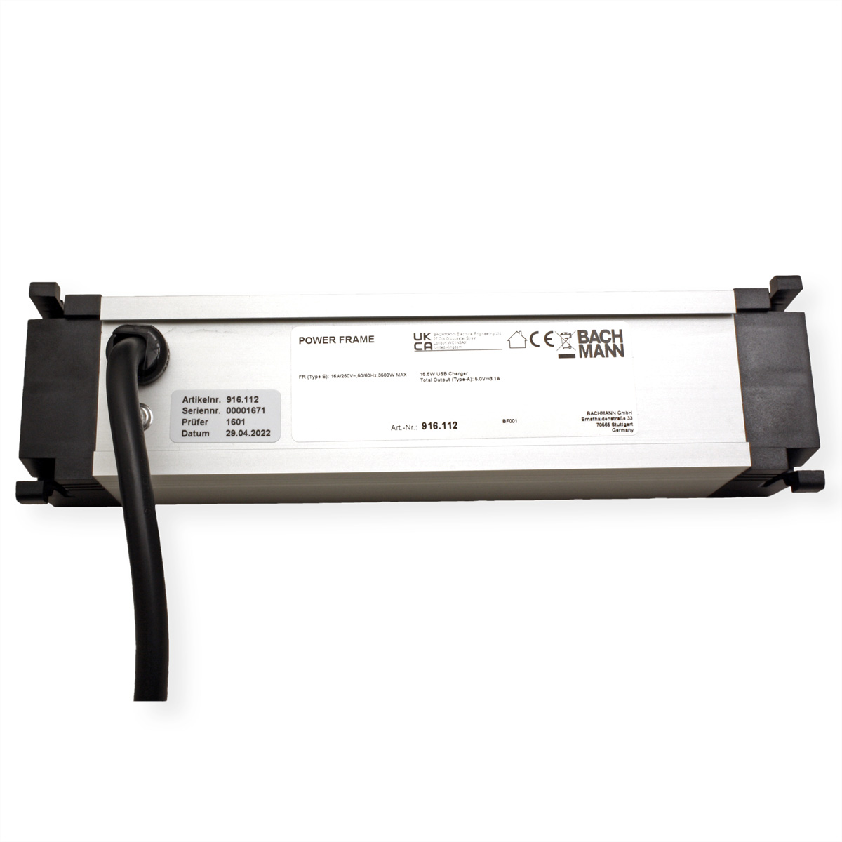 BACHMANN POWER FRAME 2xUTE 1xUSB Charge Strom 2,0m AEH