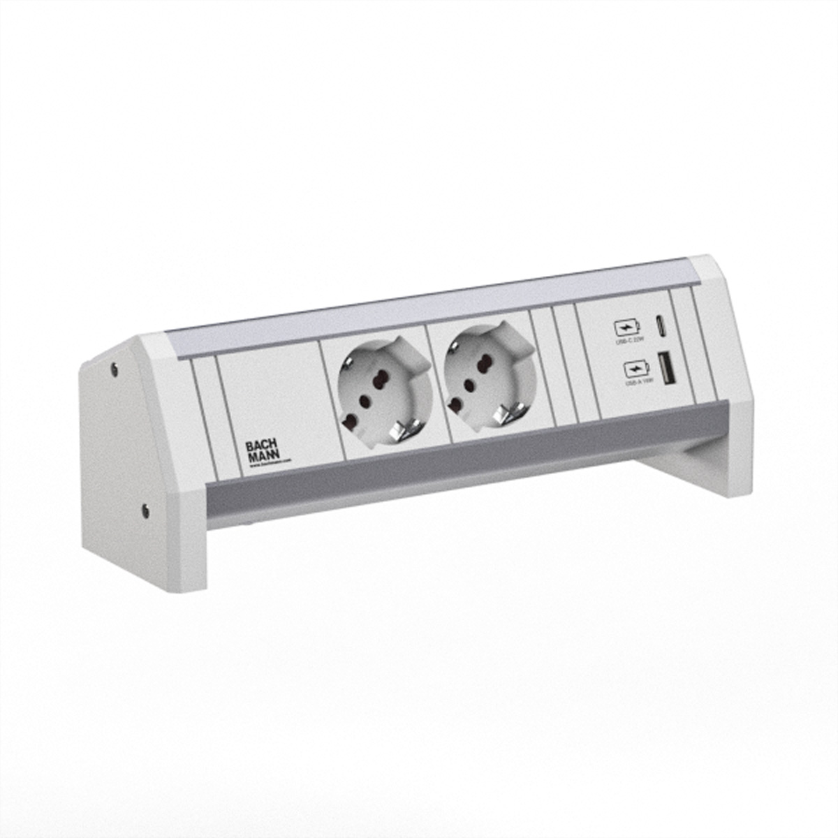 BACHMANN DESK 2xP40 1xUSB A/C 22W GST18 RAL9010 Aufbau-Anschlussfelder DESK1