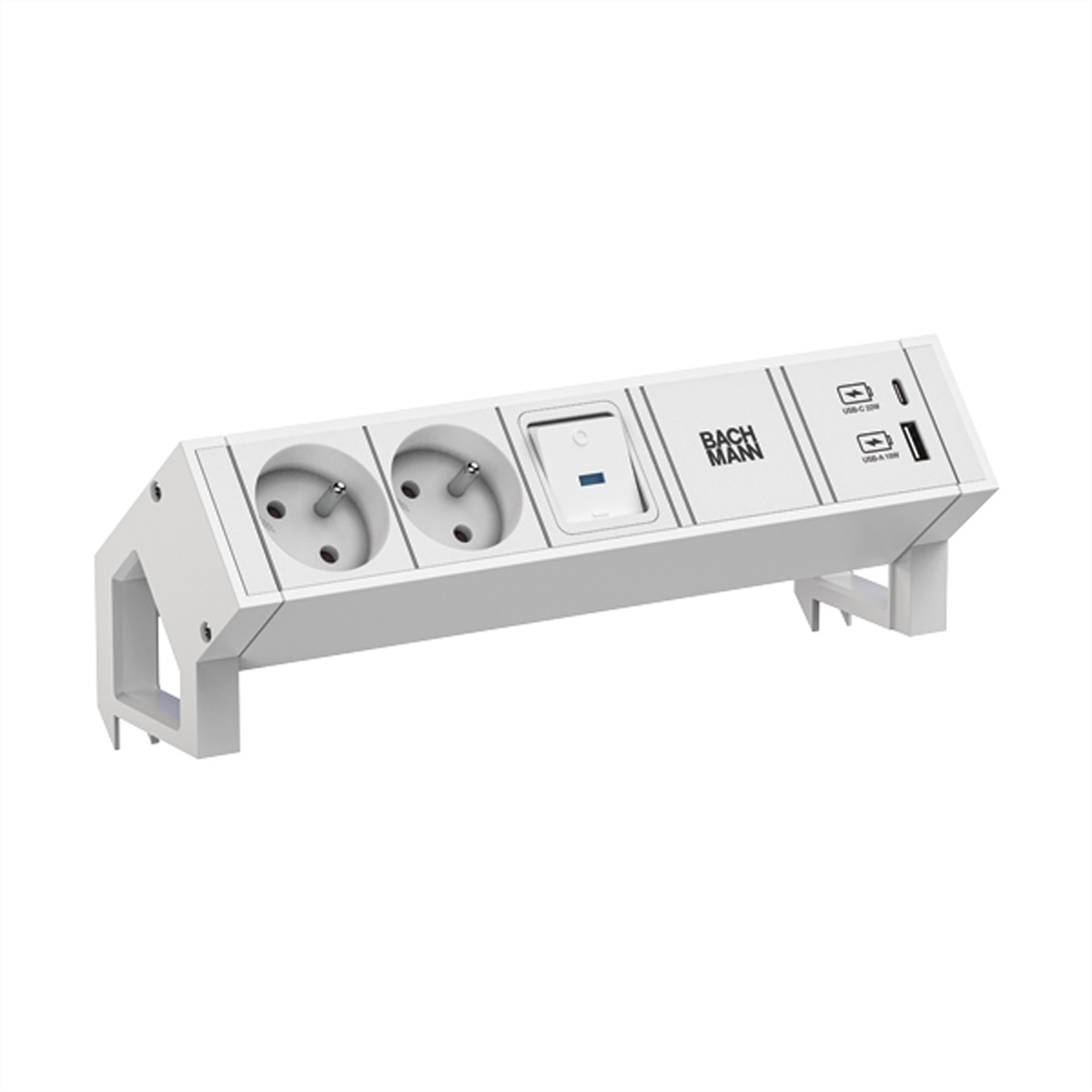 BACHMANN DESK2 white 2xUTE 1xSchalter 1xUSB A/C 22W 0,2m GST18