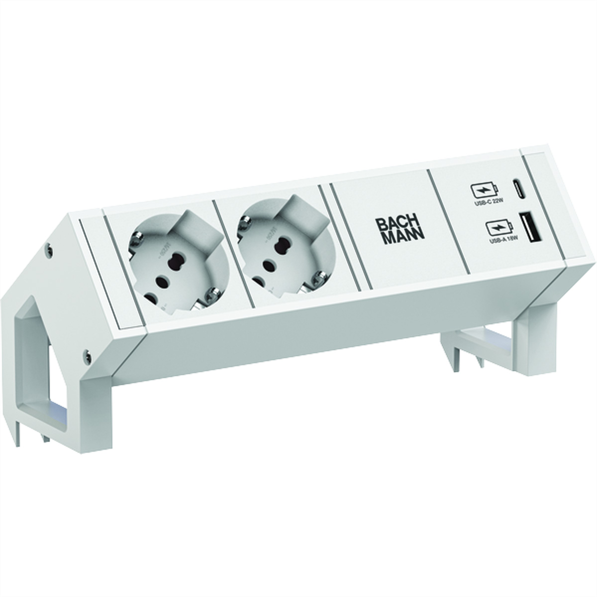 BACHMANN DESK2 2xP40 1xUSB A/C 22W 0,2m GST18 RAL9010 Aufbau-Anschlussfelder DESK2