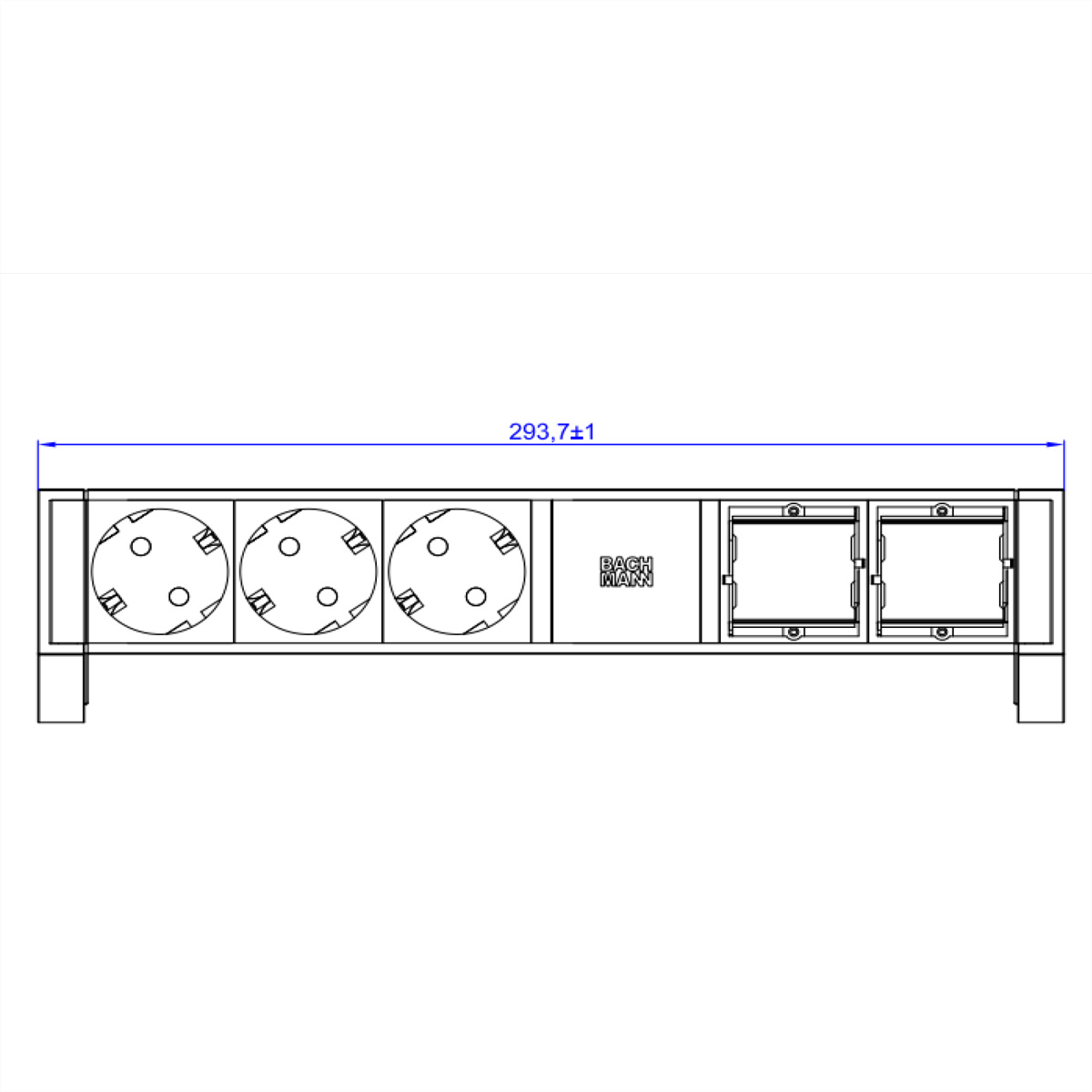 BACHMANN DESK2 3xCEE7/3 2xCM Strom 0,2m GST18 RAL9005