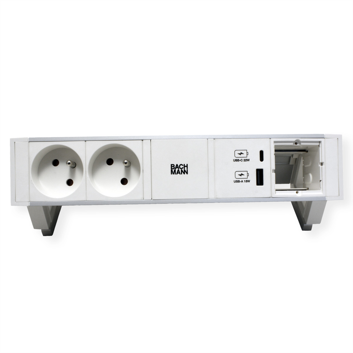 BACHMANN DESK2 ALU WHITE 2xUTE 1xCM 1xUSB A/C 22W 0,2m 937.415 (BILD2)