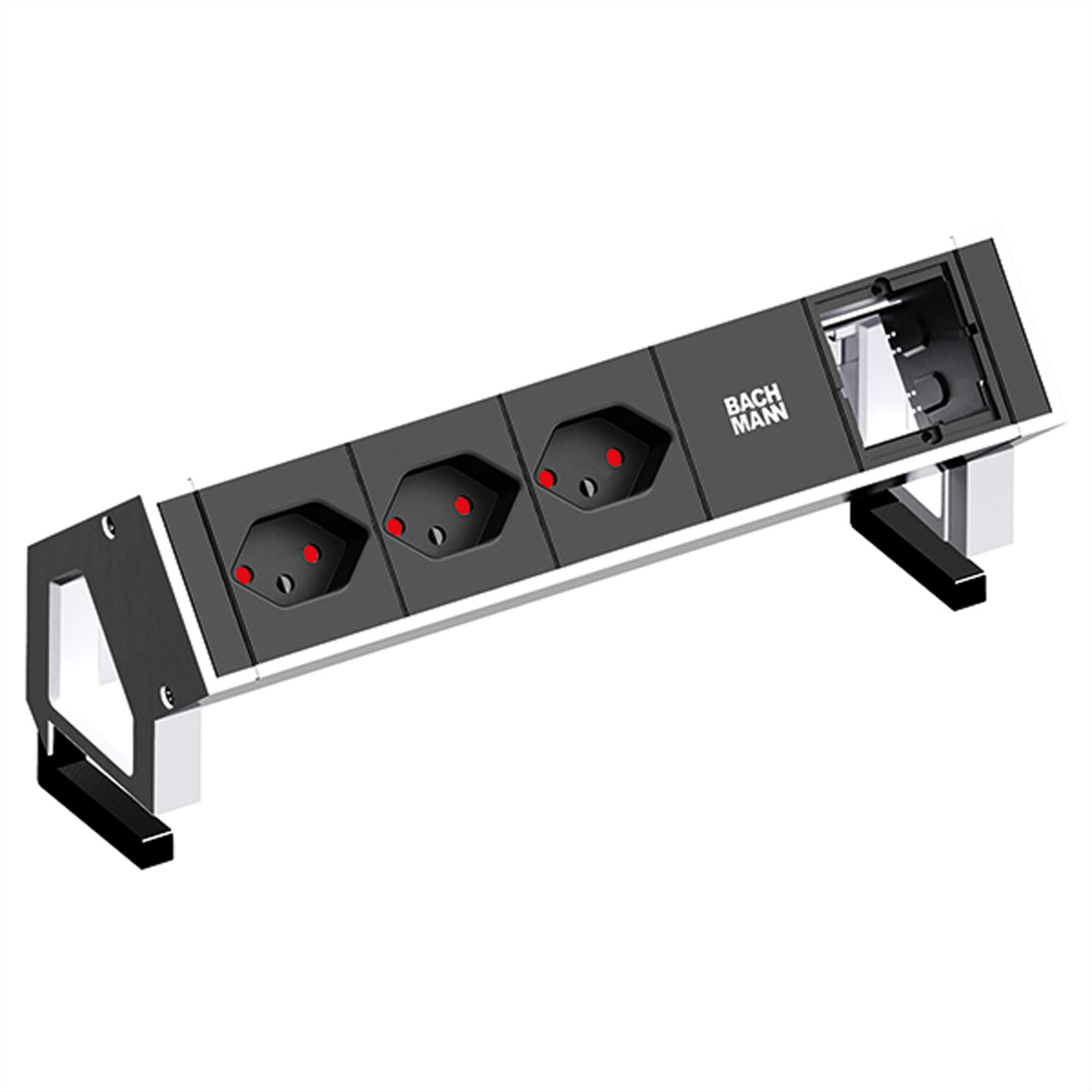 BACHMANN DESK2 3xCH T13 90° 1xCM, Strom 0,2m GST18 RAL9010, United Kingdom Aufbau-Anschlussfelder DESK2