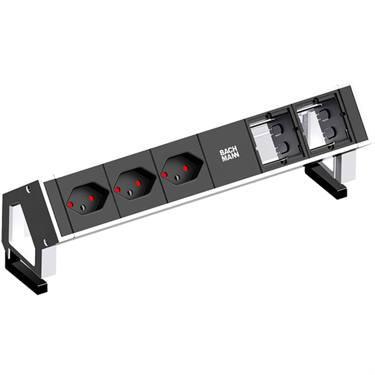 BACHMANN DESK2 3xCH T13 90° 2xCM, Strom 0,2m GST18 RAL9010, United Kingdom Aufbau-Anschlussfelder DESK2