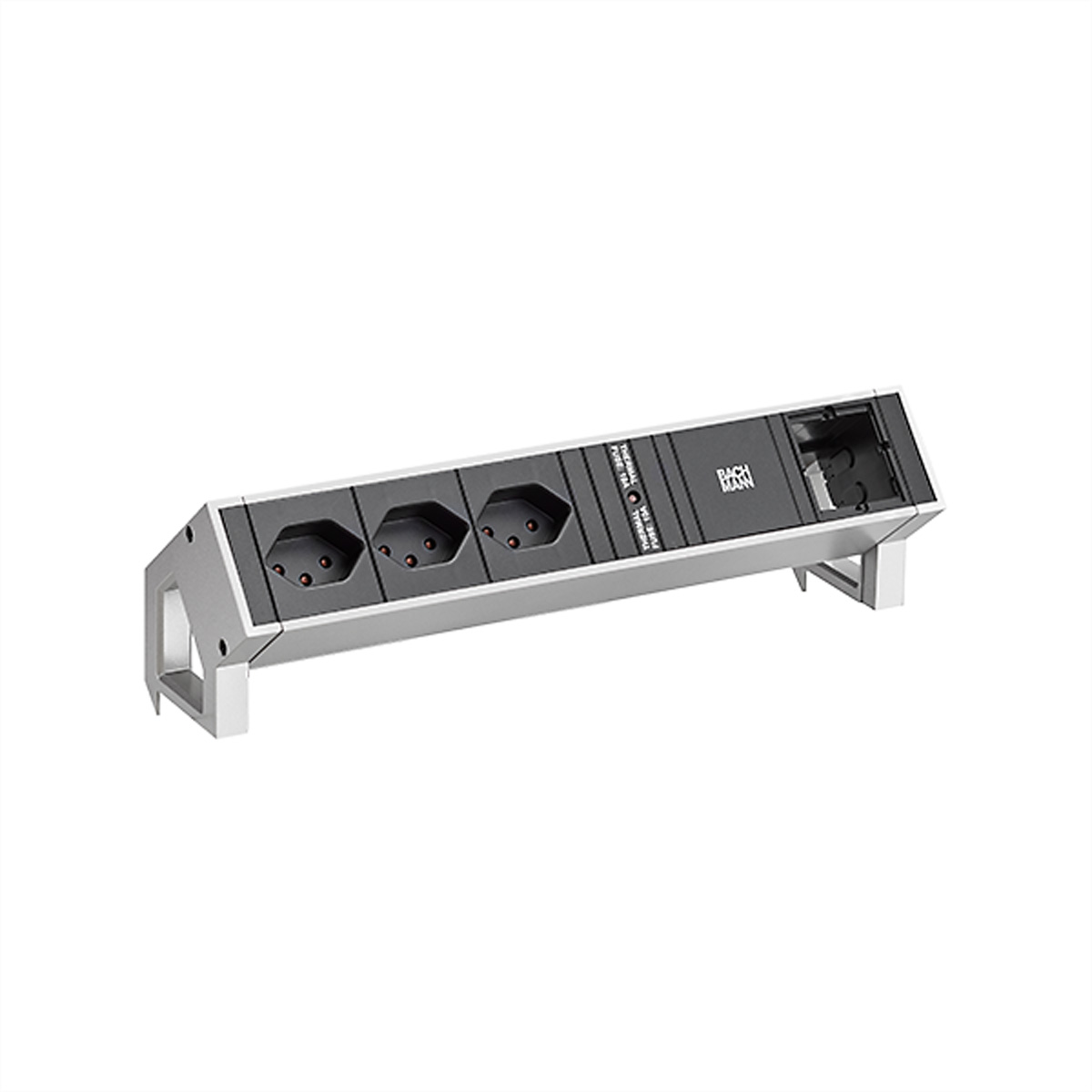 BACHMANN DESK2 3xCH T13 90° 1xCM, Strom 0,2m GST18 Inox lackiert Schweiz Aufbau-Anschlussfelder DESK2