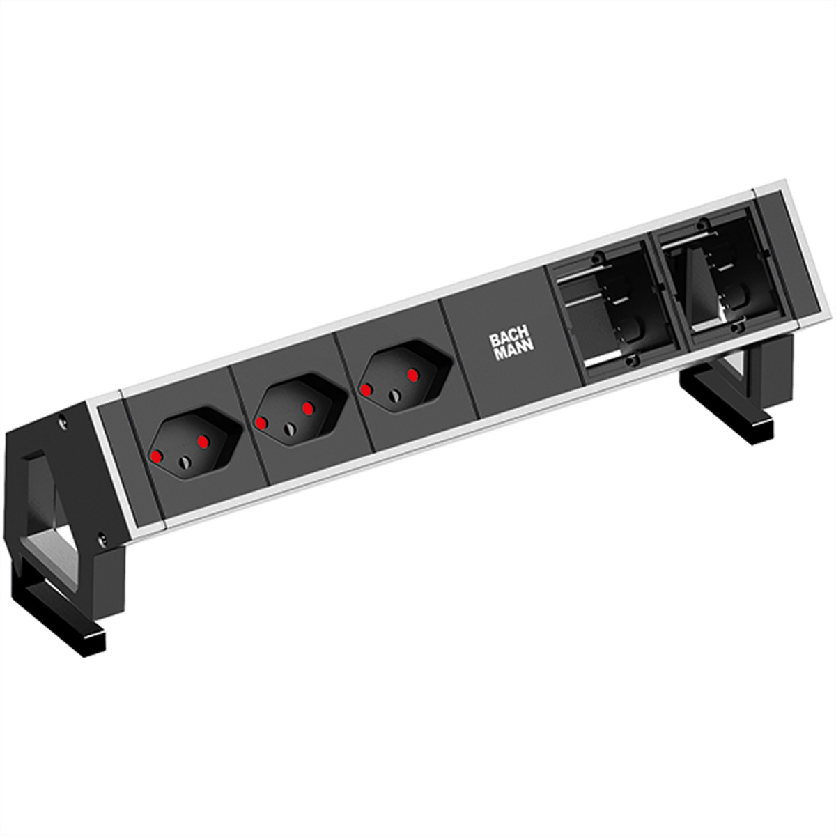 BACHMANN DESK2 3xCH T13 90° 2xCM, Strom 0,2m GST18 Inox lackiert Schweiz Aufbau-Anschlussfelder DESK2