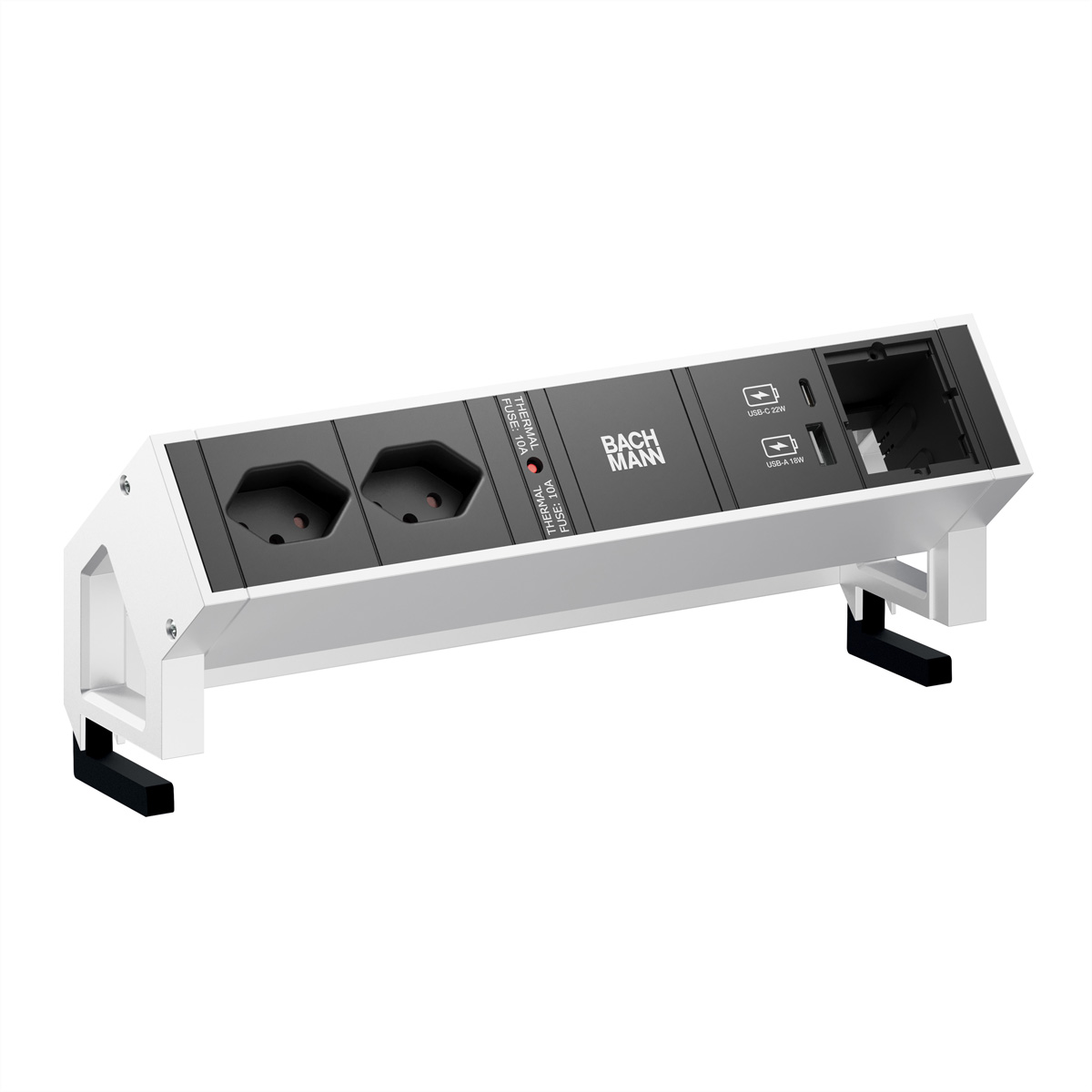 BACHMANN DESK2 2xCH 1xUSB A/C 22W 1xCM, 0,2m GST18 INOX Schweiz Aufbau-Anschlussfelder DESK2