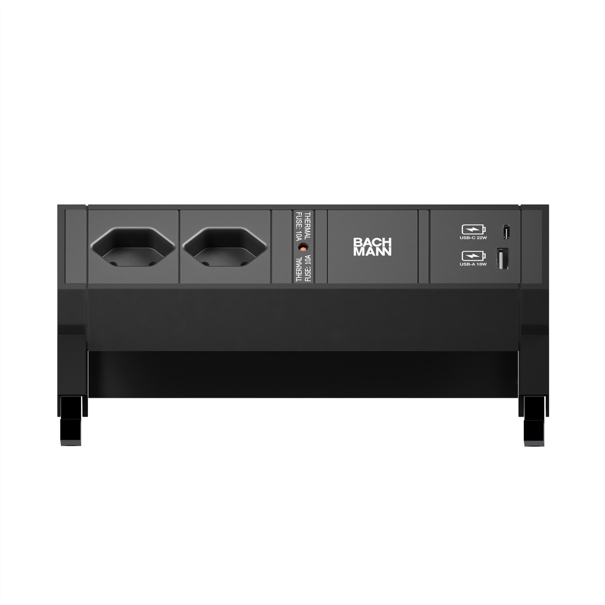 BACHMANN DESK2 2xCH 90° 1xUSB A/C 22W, 0,2m GST18 RAL9005 Schweiz