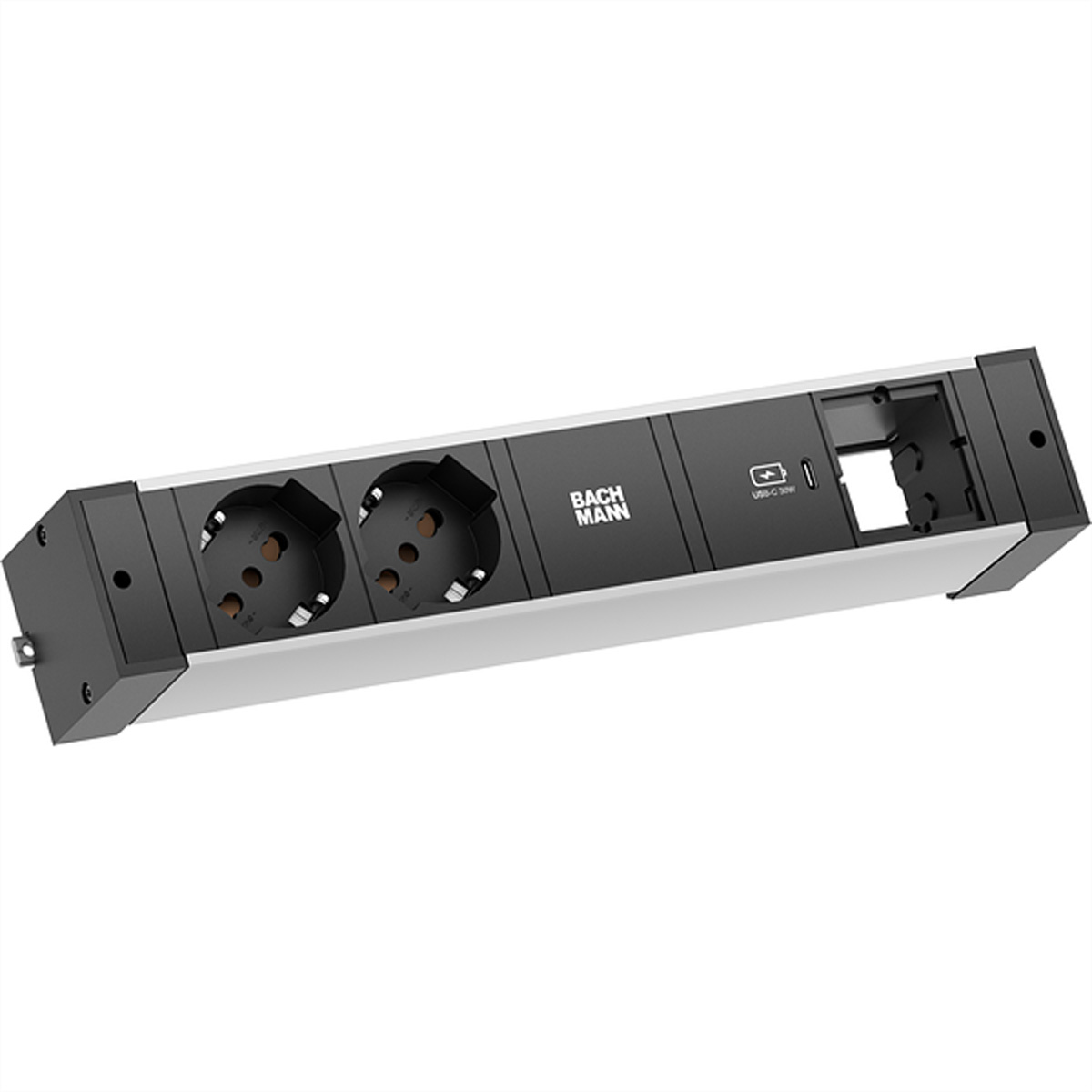 BACHMANN DESK RAIL 2xP40 1xUSB C 30W, 1xCM 2,0m GST18 Italia Aufbau-Anschlussfelder DESK RAIL