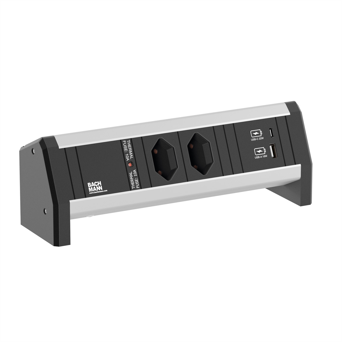 BACHMANN DESK 2xCH 0°, 1xUSB A/C 22W GST18 Schweiz Aufbau-Anschlussfelder DESK1
