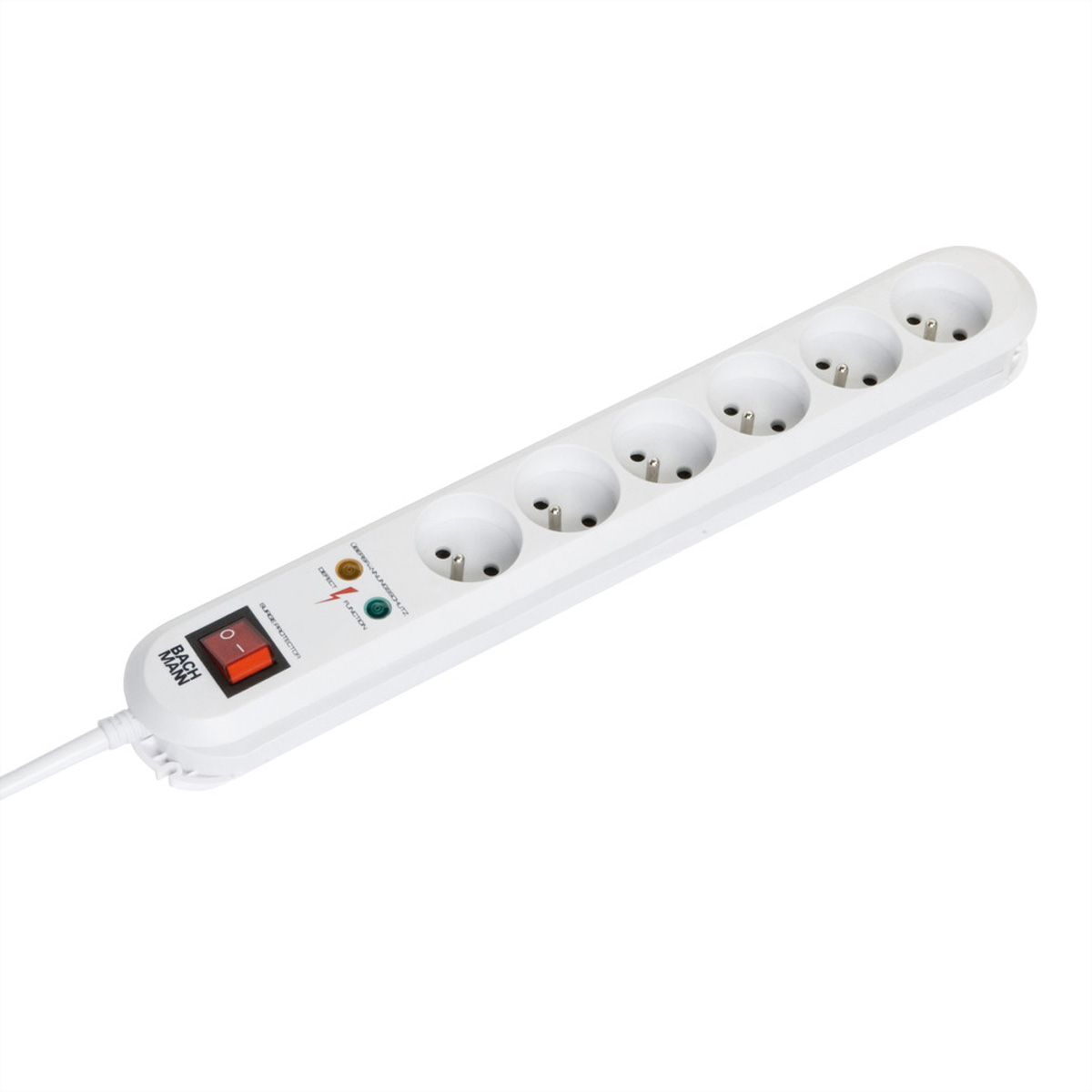 BACHMANN SMART Steckdosenleiste 6x UTE, 1x SPD, 1x Schalter, 3,0m CEE7/7, weiss Steckdosenleiste