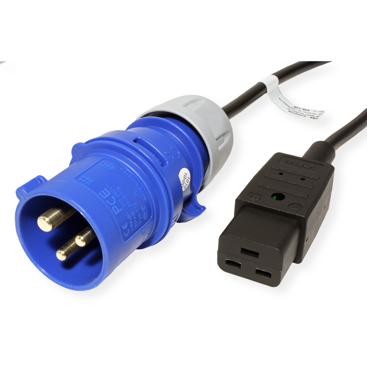 BACHMANN Kabel Stecker IEC60309-Blau - Kupplung C19, 3m 16A, schwarz, 3 m