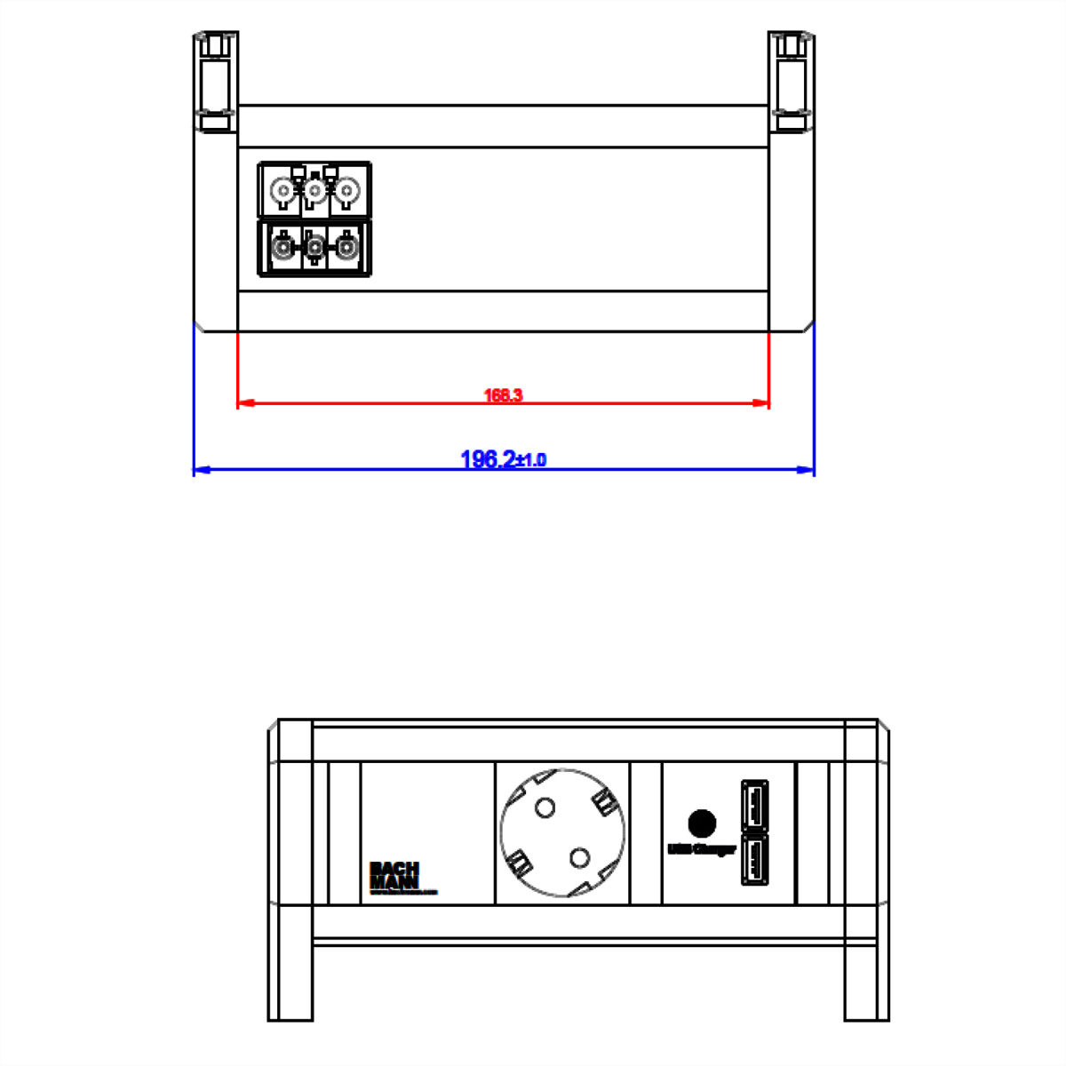 BACHMANN DESK 1x Schutzkontakt 1x USB Charger, BACHMANN 902.0382 (BILD2)