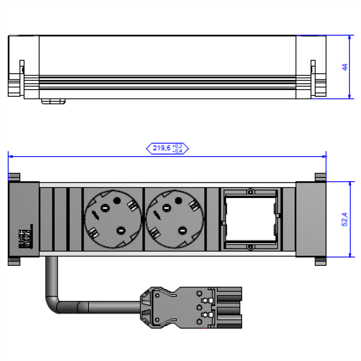 BACHMANN POWER FRAME Small 2x Schutzkontakt 1x ABD, 916.000 (BILD2)