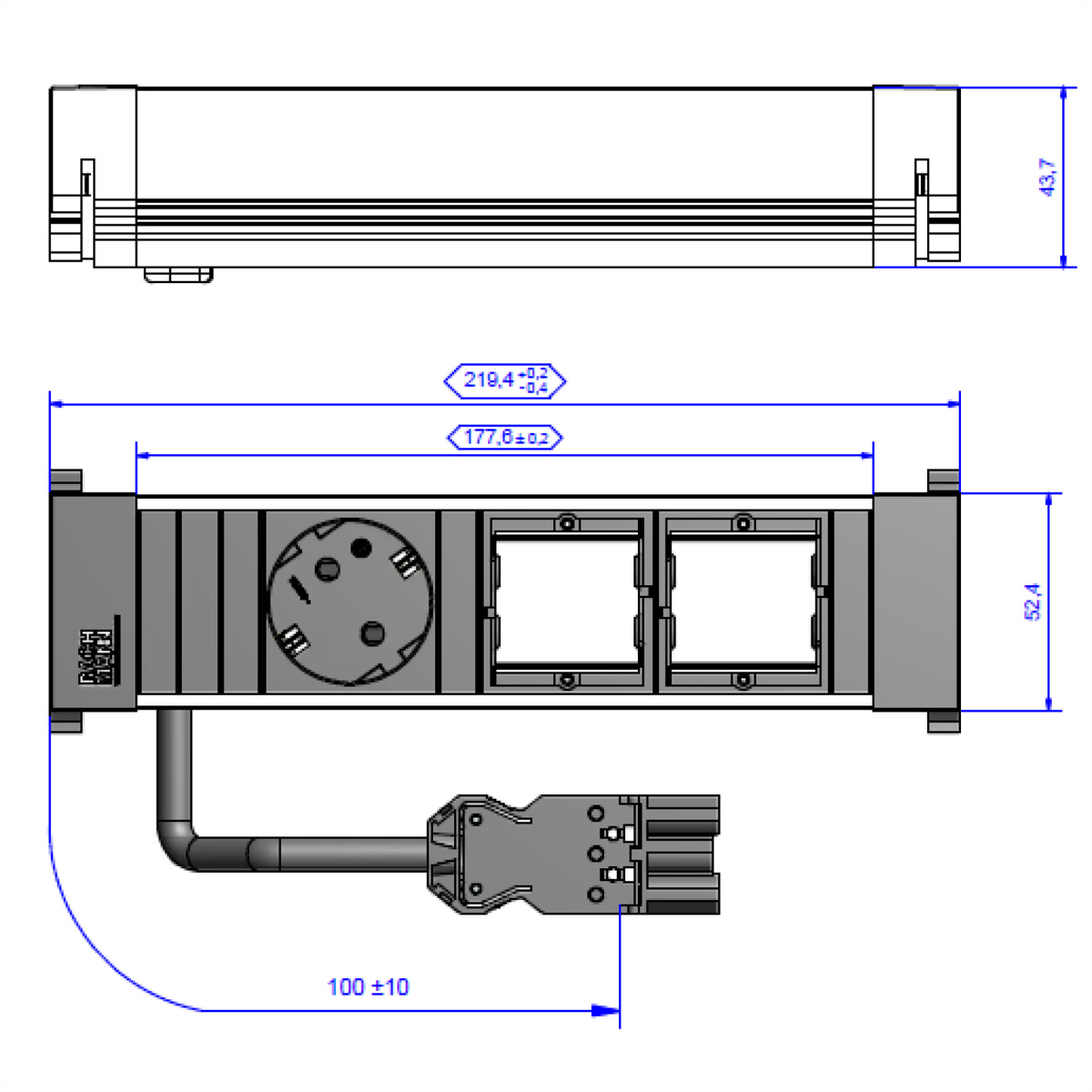 BACHMANN POWER FRAME Small 1x Schutzkontakt 2x ABD, 916.001 (BILD2)