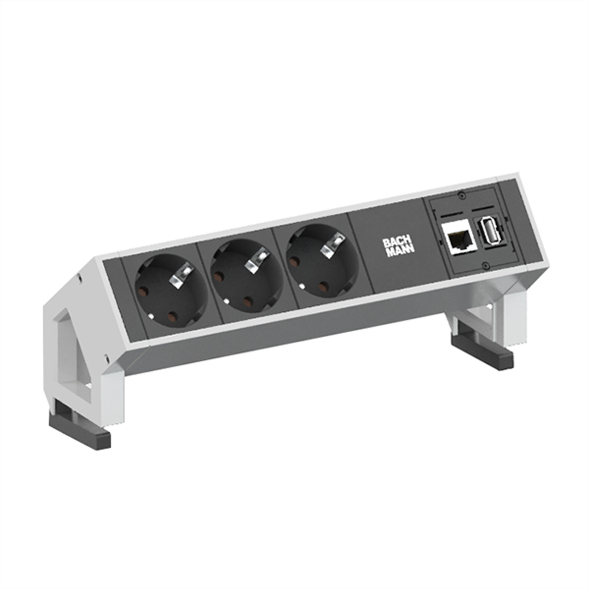 BACHMANN DESK2 3x Schutzkontakt, 1x CAT6 1x USB3 weiss