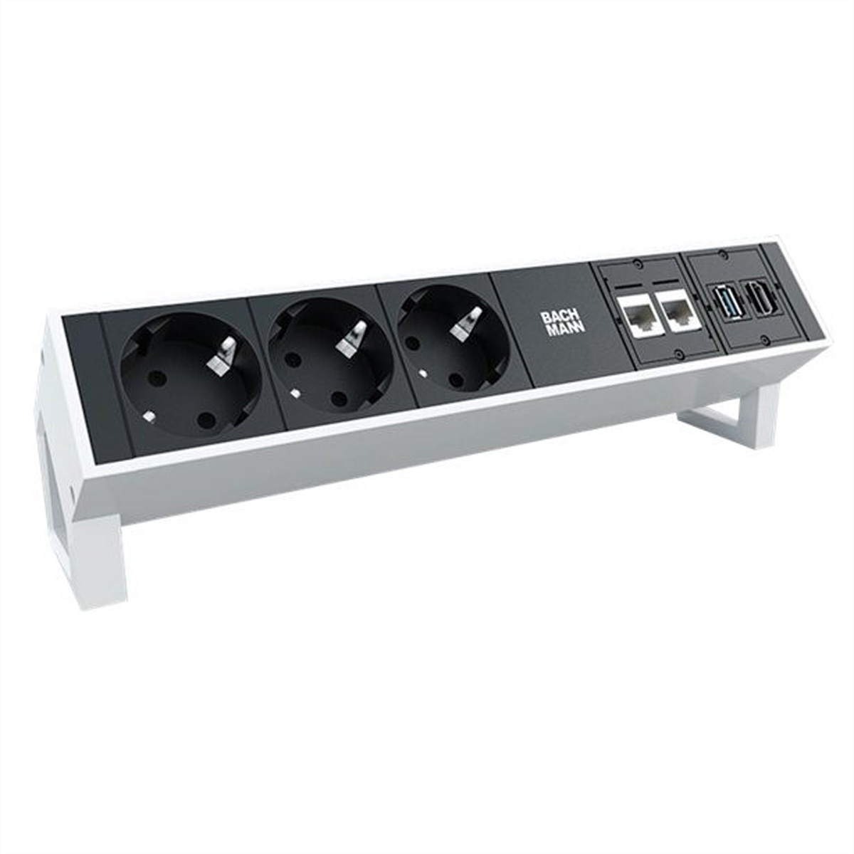 BACHMANN Steckdosenleiste DESK2 3x Schutzkontakt, 2x CAT6a, 1x HDMI, USB3.0, weiß