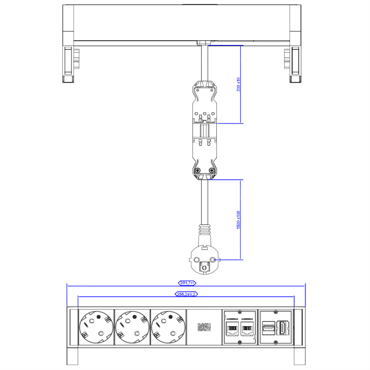 BACHMANN Steckdosenleiste DESK2 3x Schutzkontakt, 2x 1x 902.302 (BILD2)