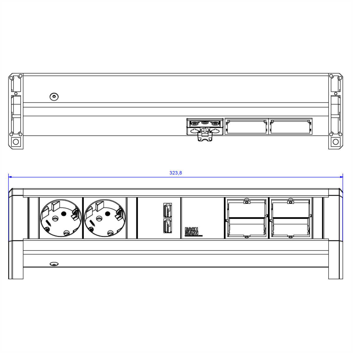 BACHMANN DESK 2x Schutzkontakt 1x USB Charger 2x ABD 902.0183 (BILD2)