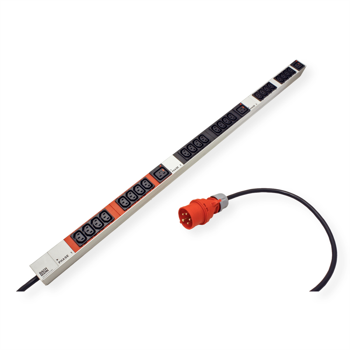 BACHMANN IT PDU ALU 1HE 24x C13 3x C19 CEE 3x16A rot