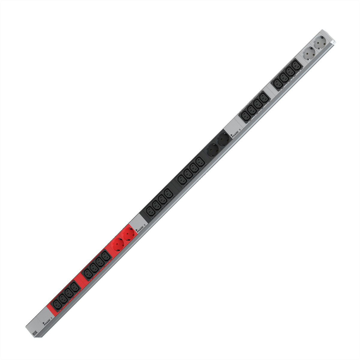 BACHMANN IT PDU ALU 1HE 24x C13 6x Schutzkontakt CEE 3x 16A rot Vertikal IT PDU