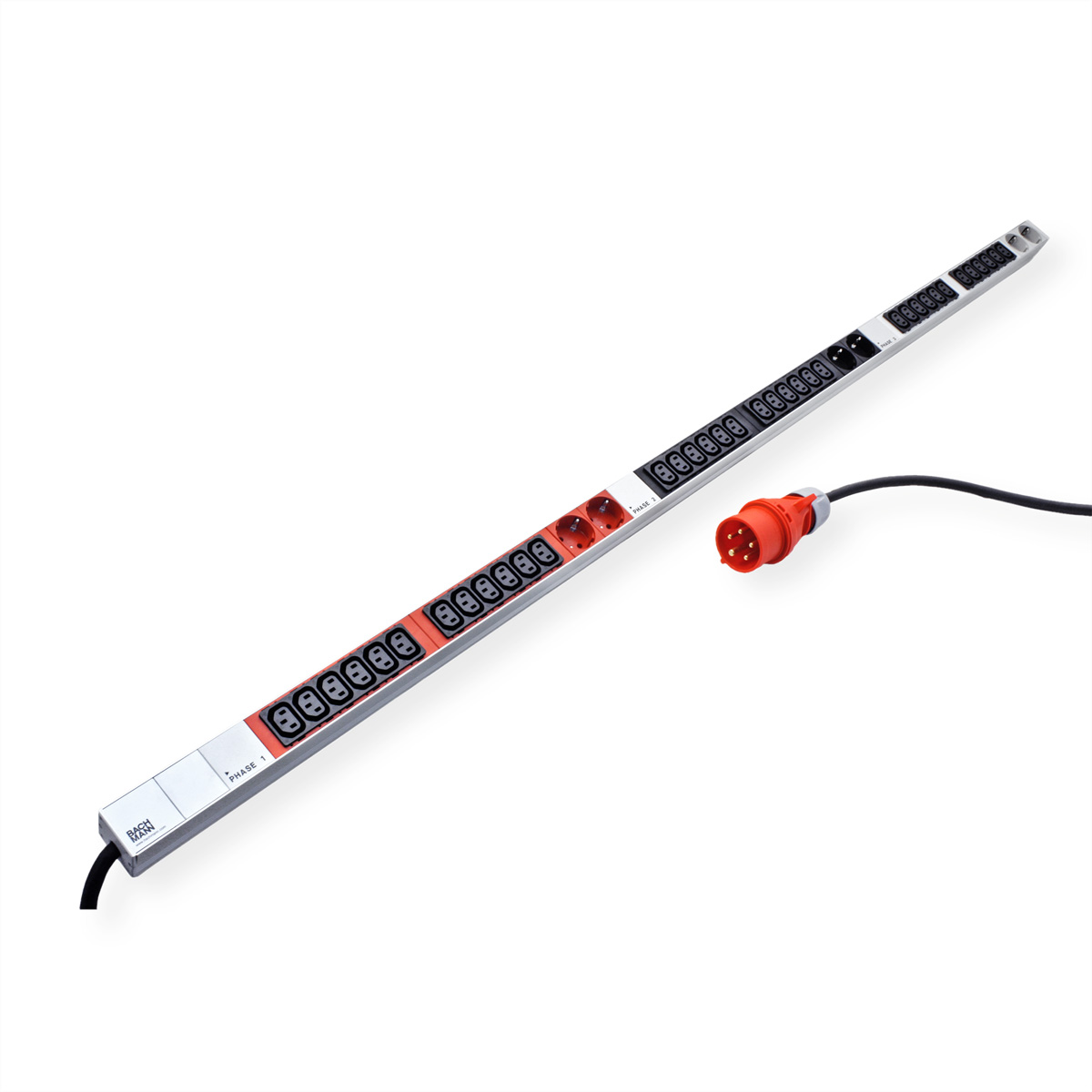 BACHMANN IT PDU ALU 1HE 36x C13 6x Schutzkontakt CEE 3x 32A rot